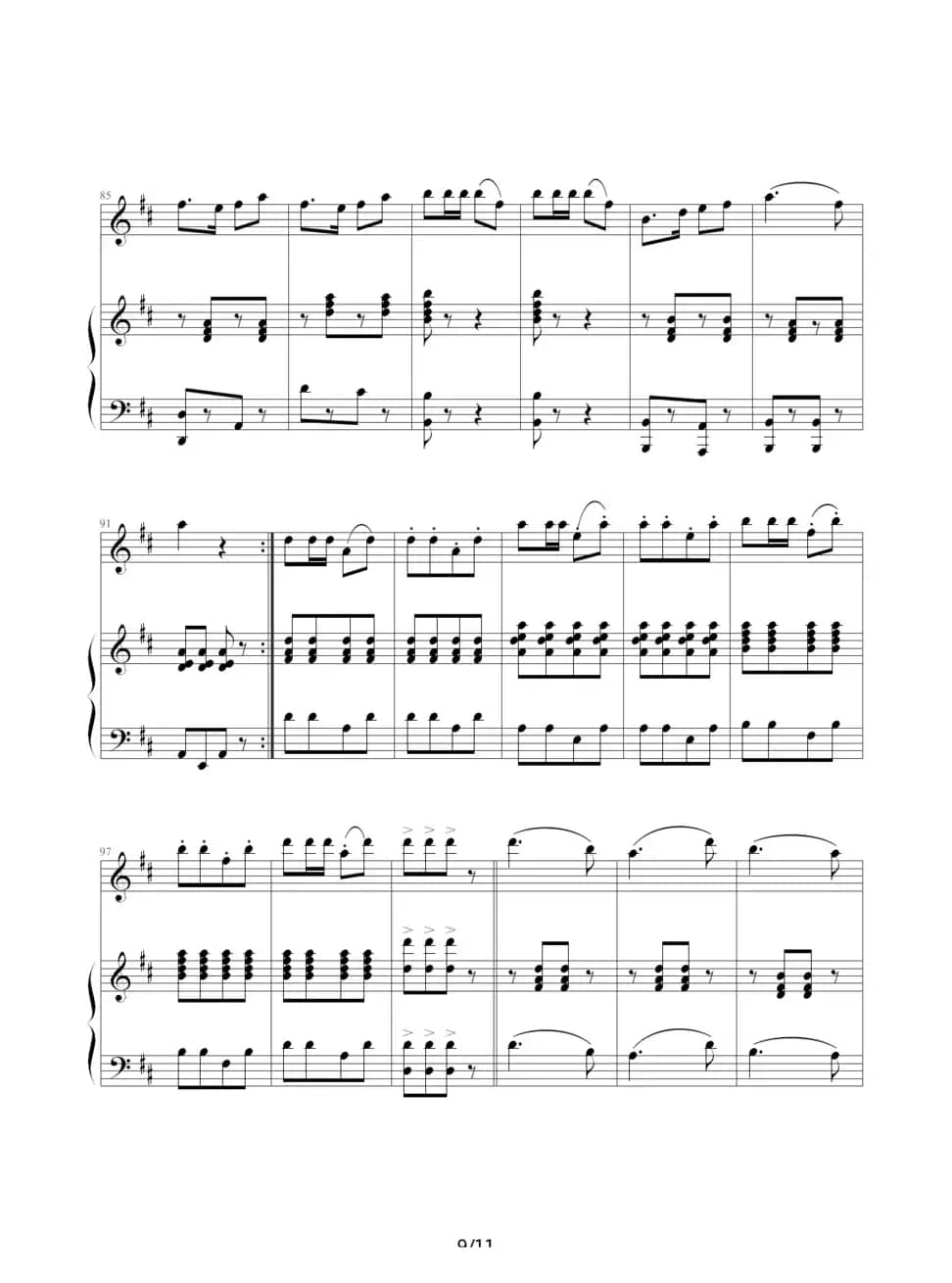 渔舟唱晚（钢琴伴奏谱）