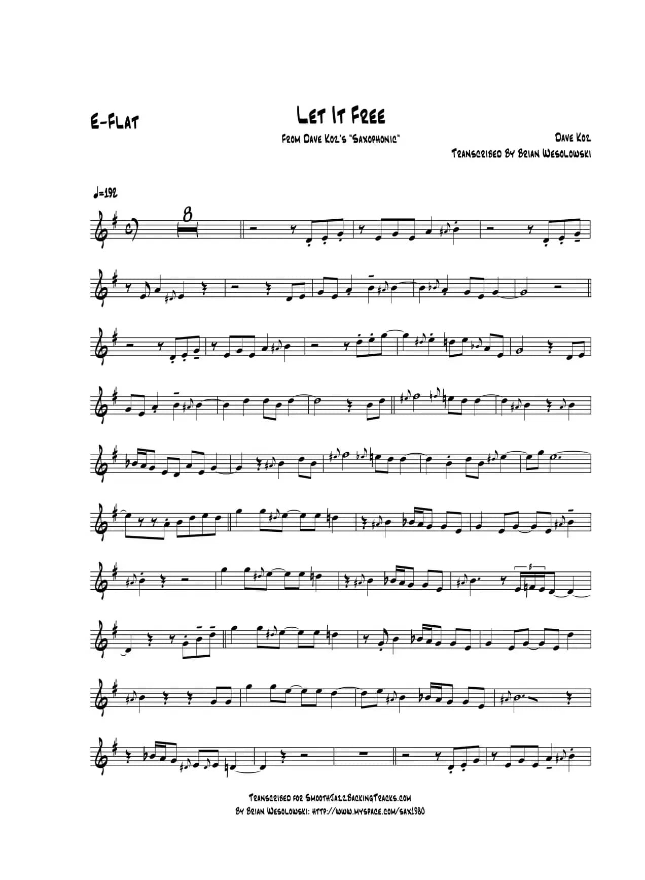 Let It Free（中音萨克斯）