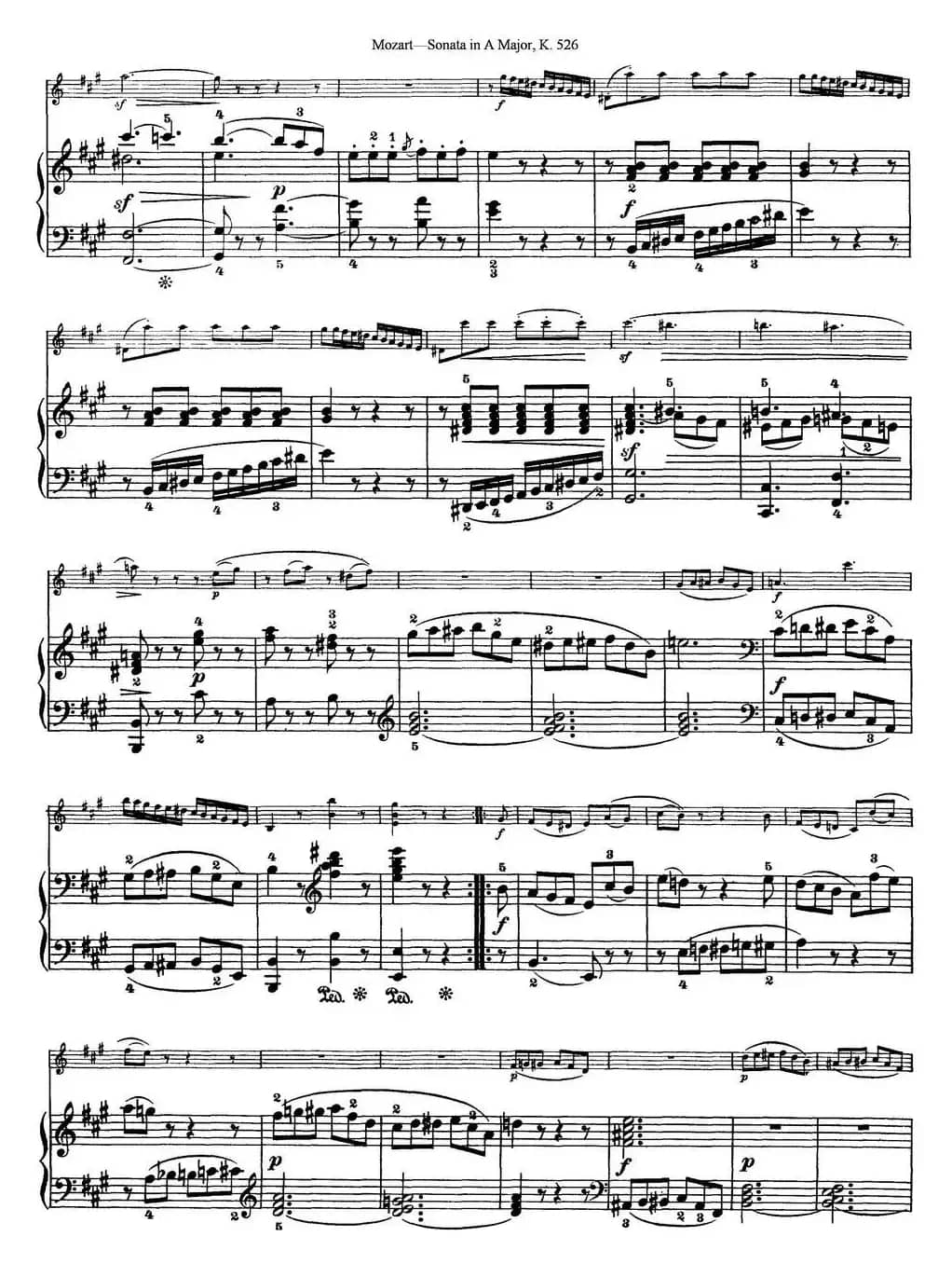 Violin Sonata in A Major K.526（小提琴+钢琴伴奏）