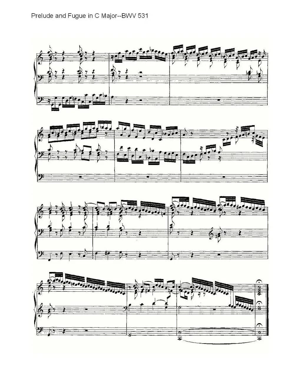  Prelude and Fugue in C Major--BWV 531 （管风琴谱）