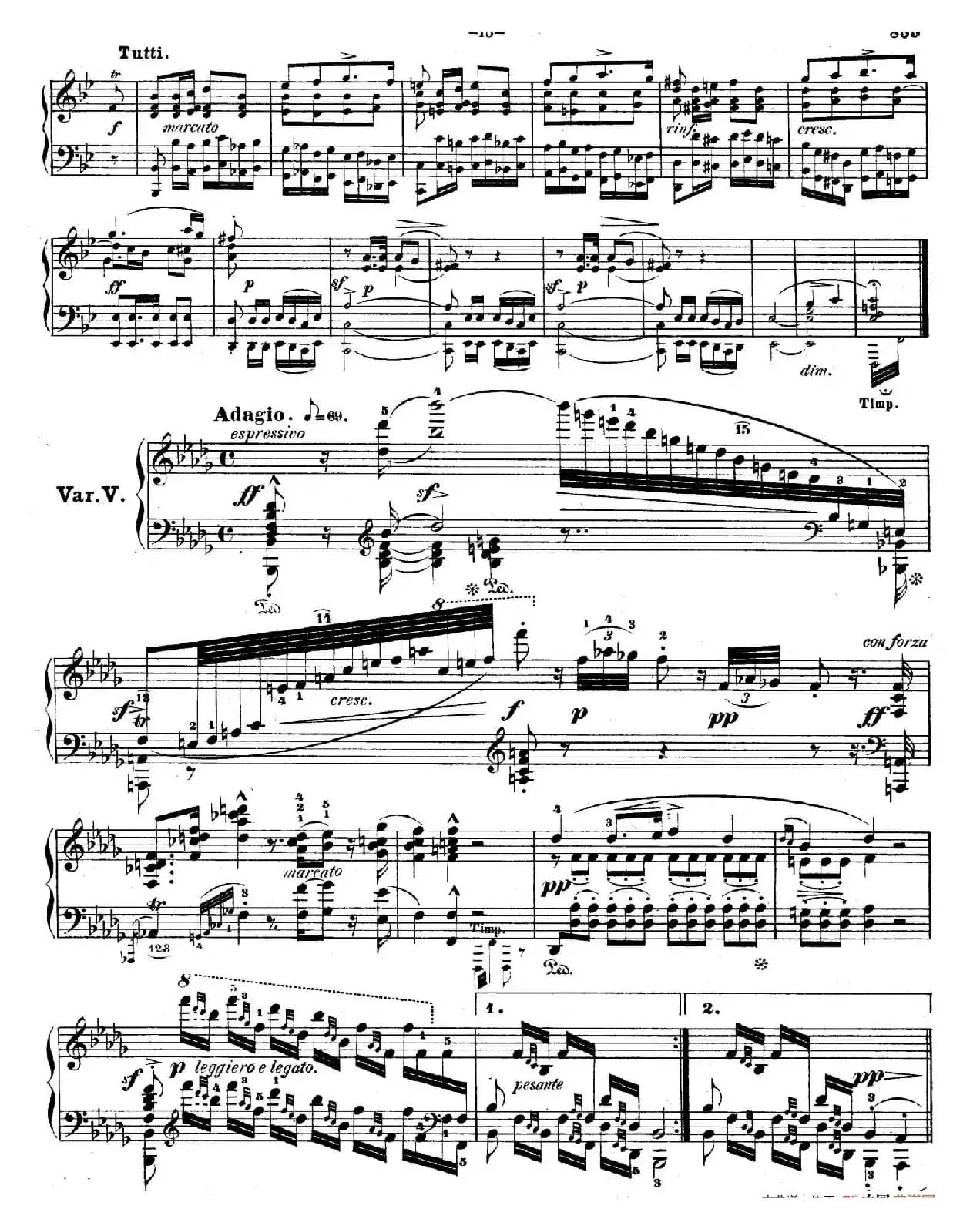 降B大调莫扎特主题变奏曲 Op.2（为钢琴与乐队而作）