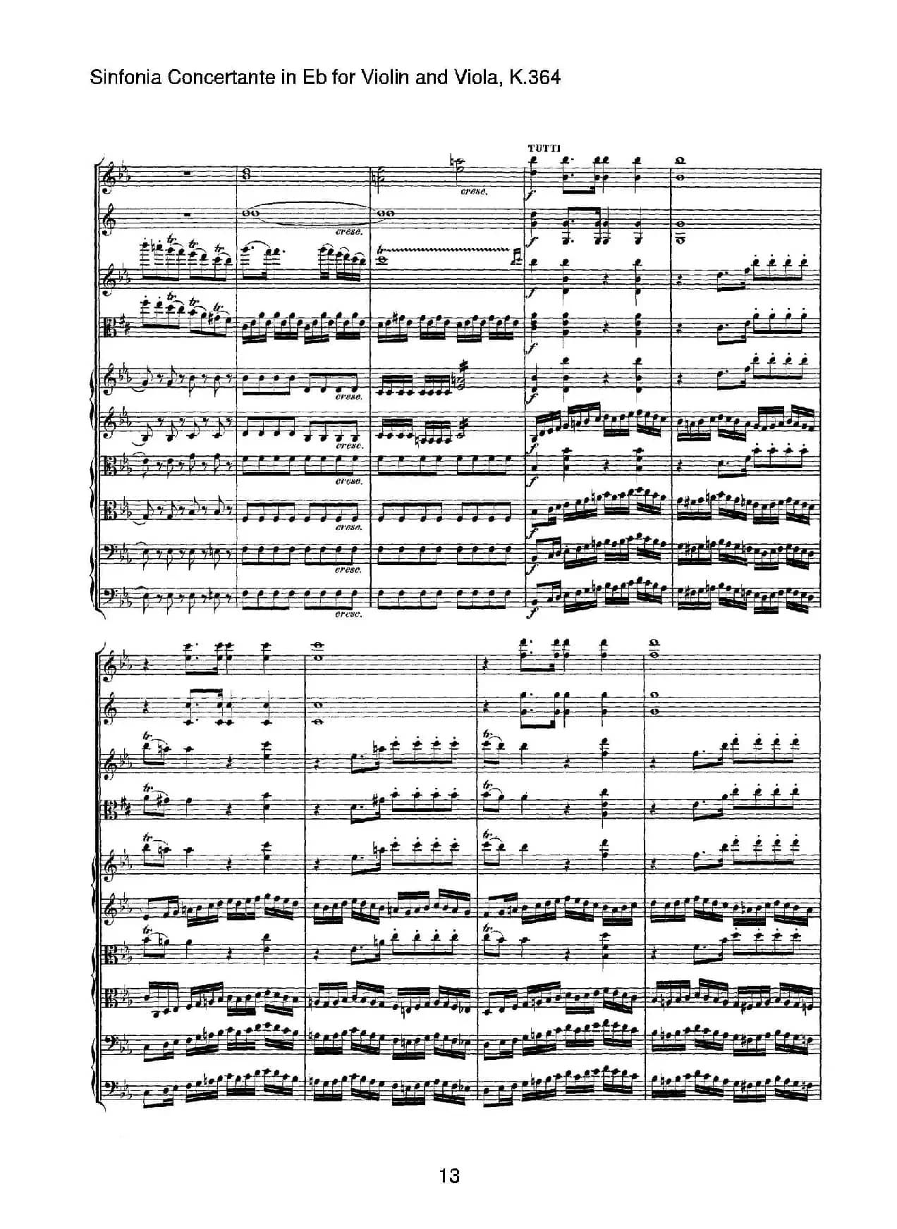降E大调交响协奏曲（《Sinfonia Concertante in Eb》for Violin and Viola K.364）
