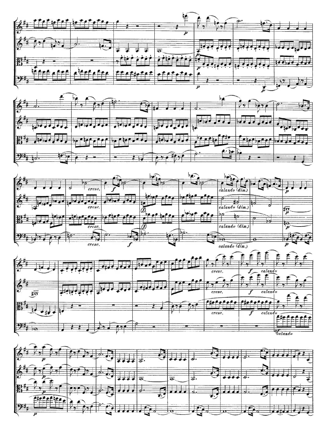 Mozart《Quartet No.20 in D Major,K.499》（总谱）