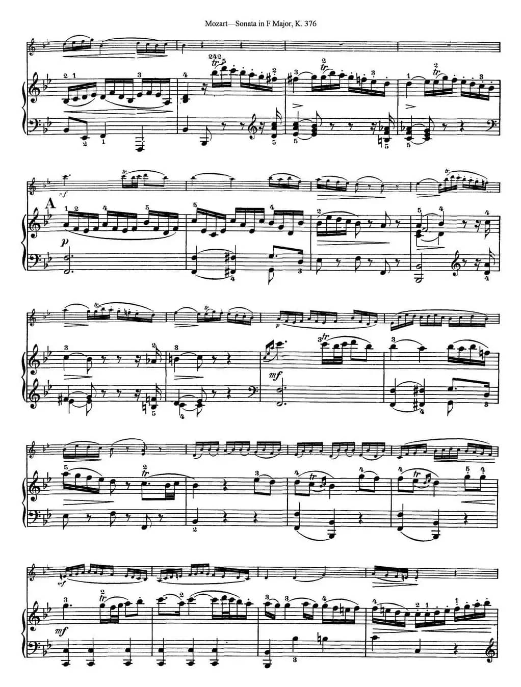 Violin Sonata in F Major K.376（小提琴+钢琴伴奏）