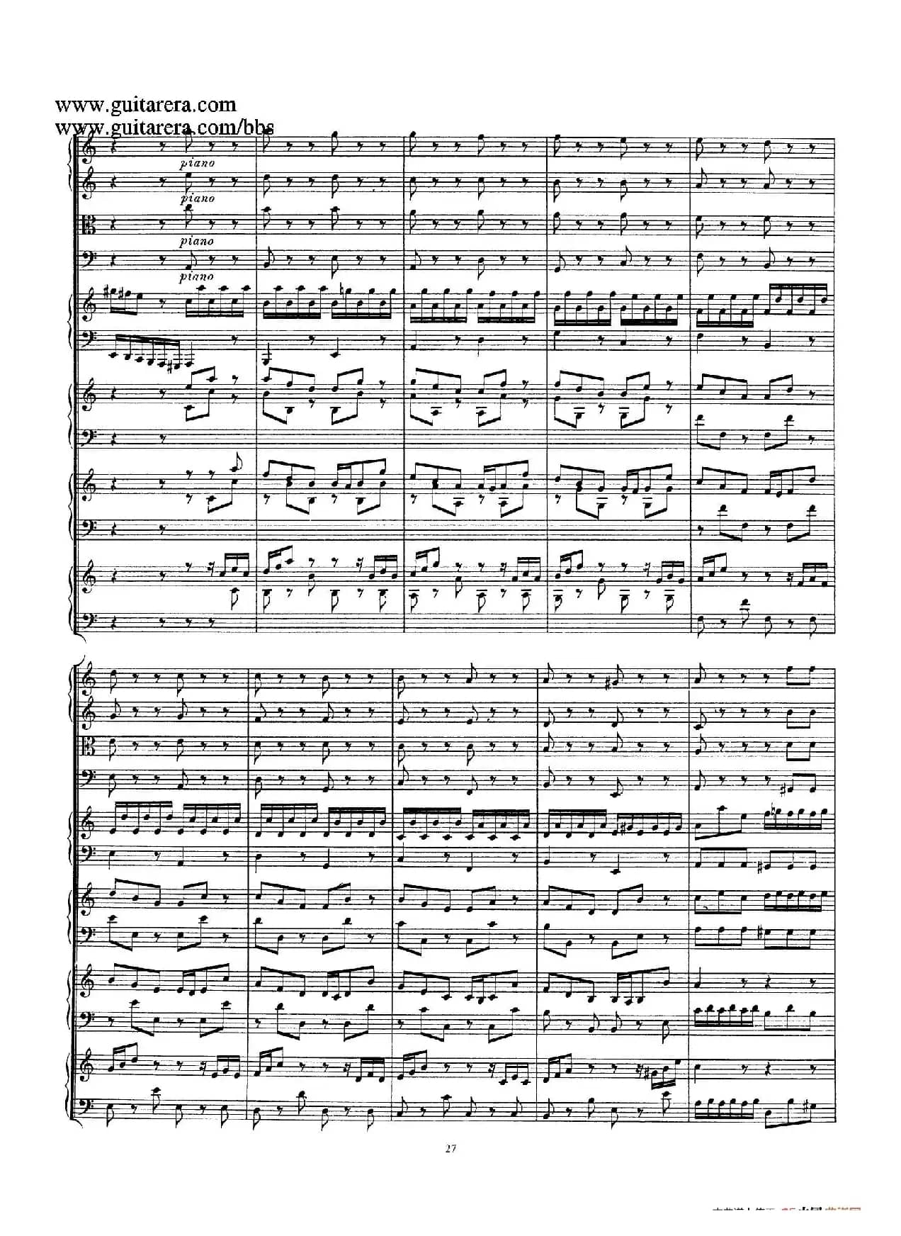 为四架古钢琴而作的a小调协奏曲 BWV 1065（总谱）