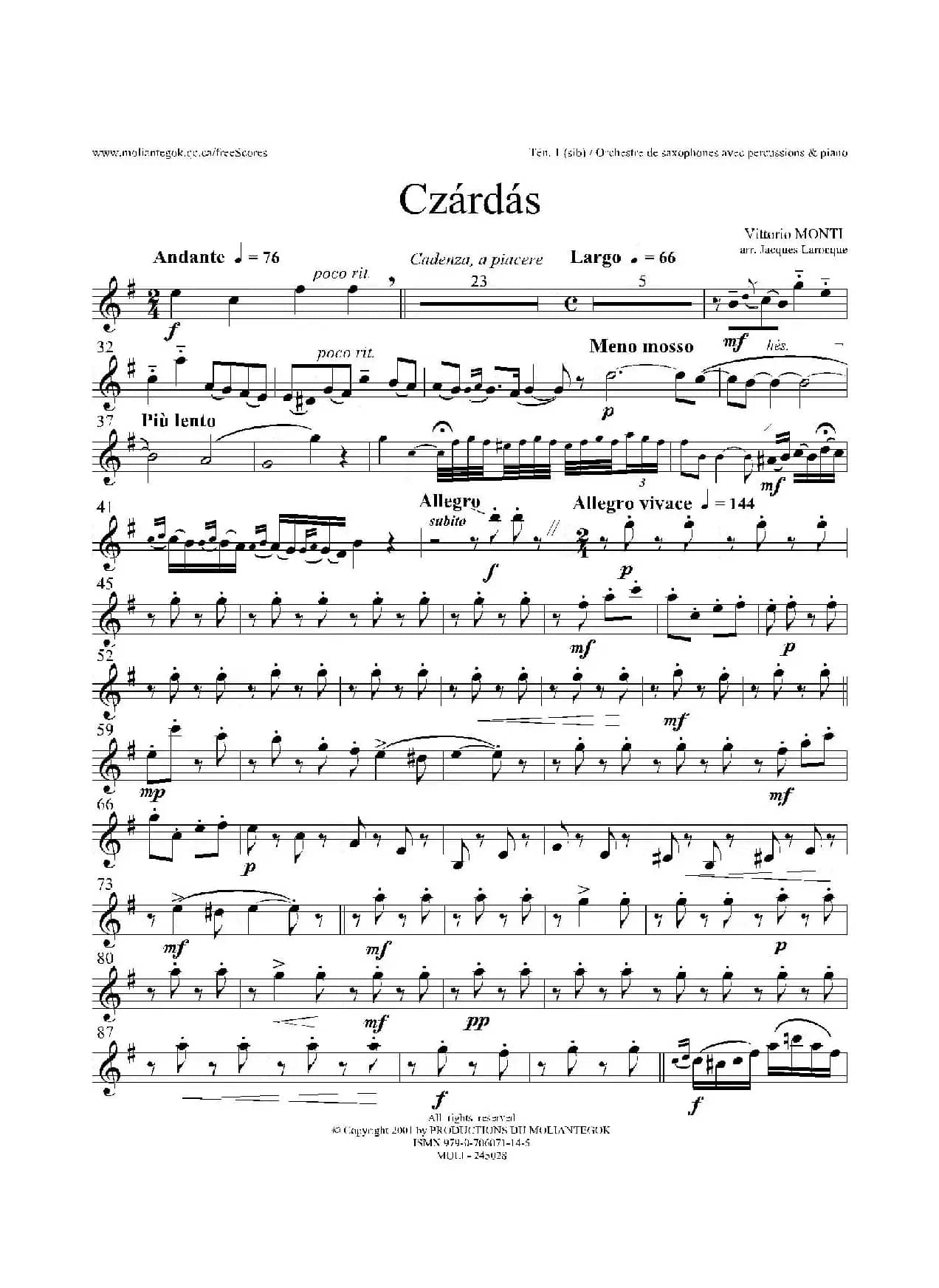 Czardas 查尔达斯（15重奏）（3支次中音萨克斯）