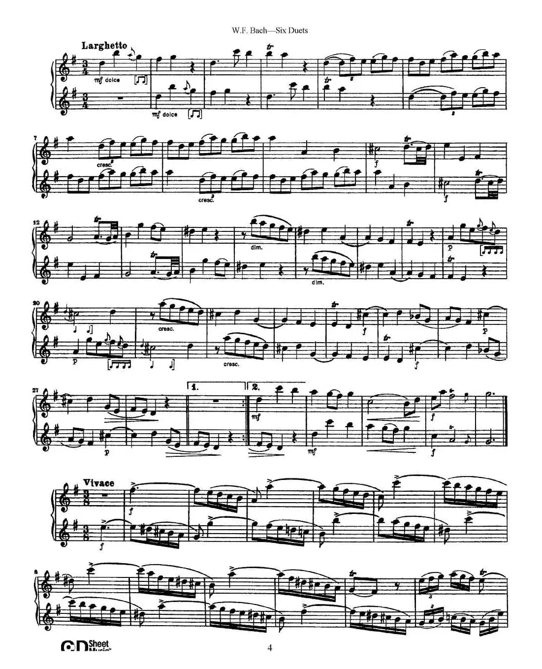 W.F.巴赫—六首二重奏练习曲（1）