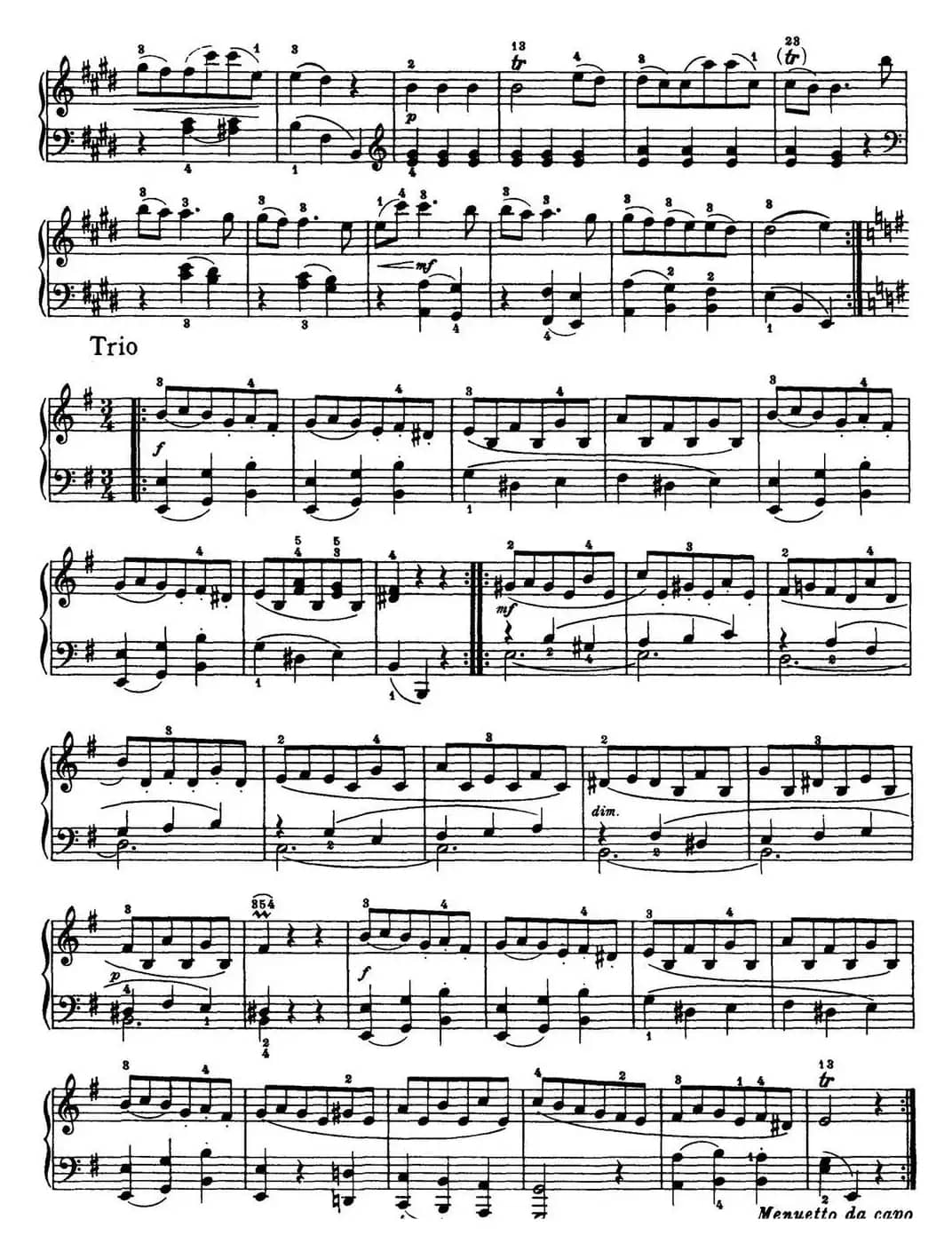 海顿 钢琴奏鸣曲 Hob XVI 13 Partita E major