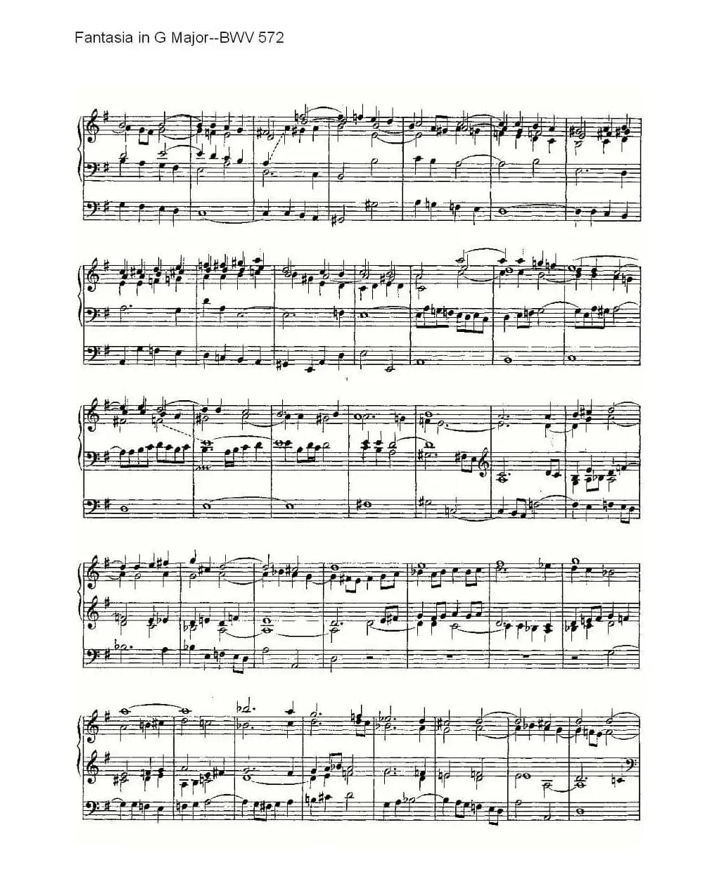 Fantasia in G Major--BWV 572 （管风琴谱）