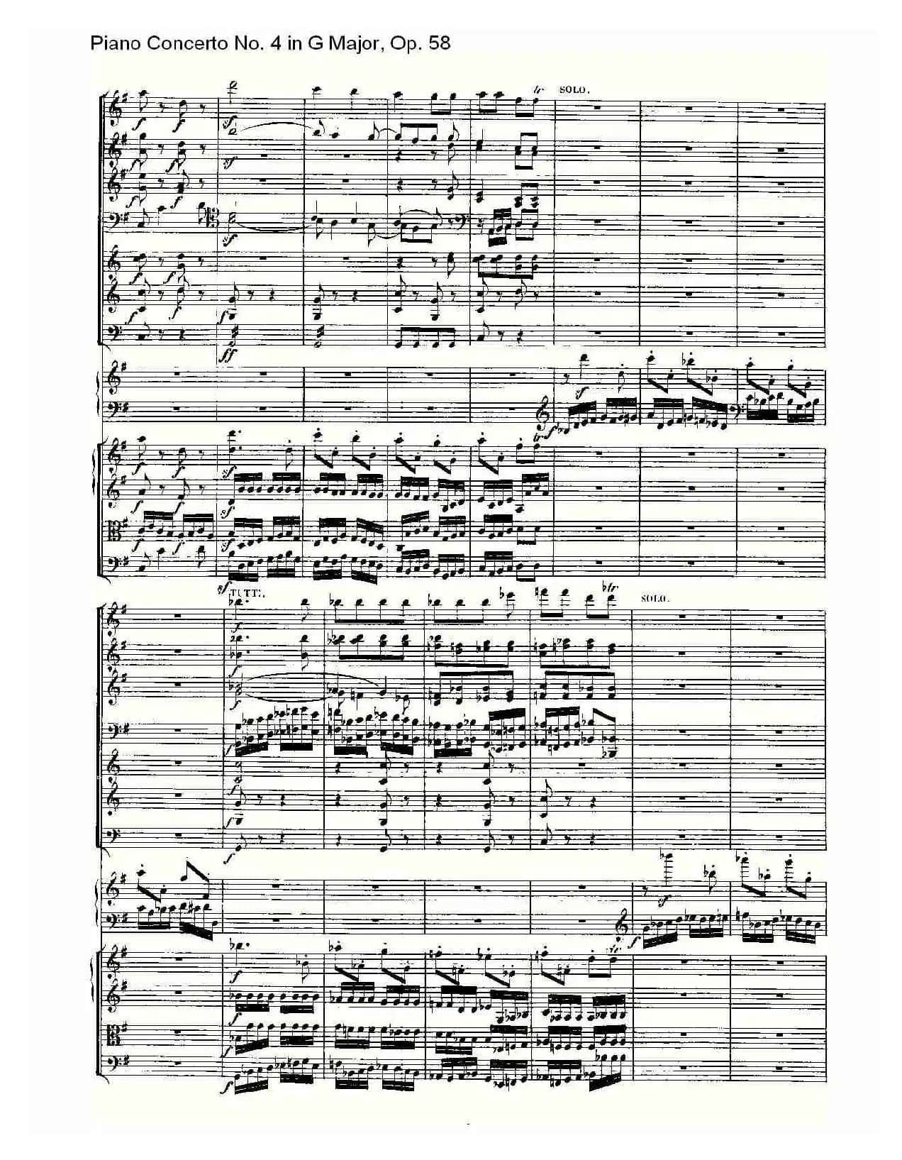 Ｇ大调钢琴第四协奏曲 Op.58 第三乐章（总谱）