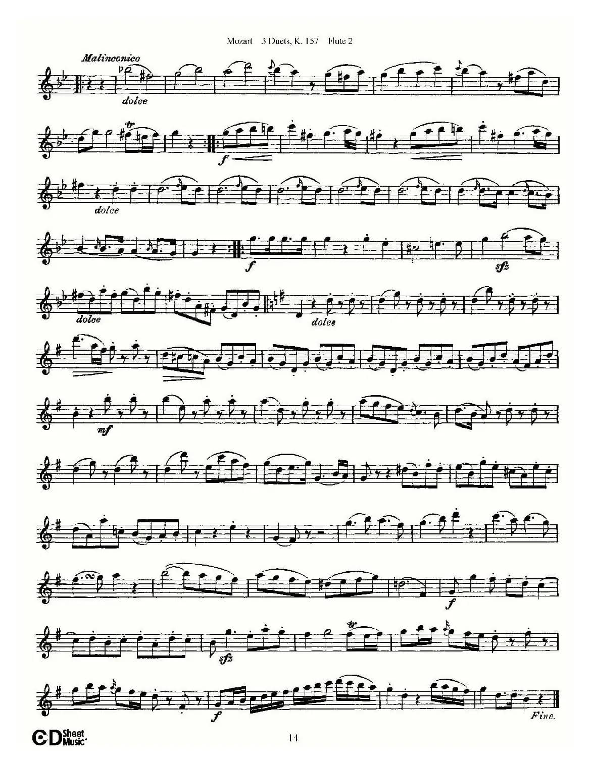 3 Duets K.157 之第二长笛（二重奏三首 K157号）