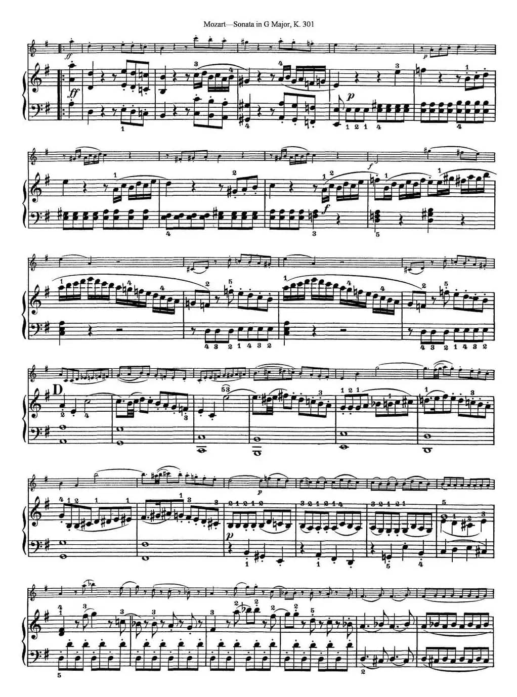Violin Sonata in G Major K.301（小提琴+钢琴伴奏）