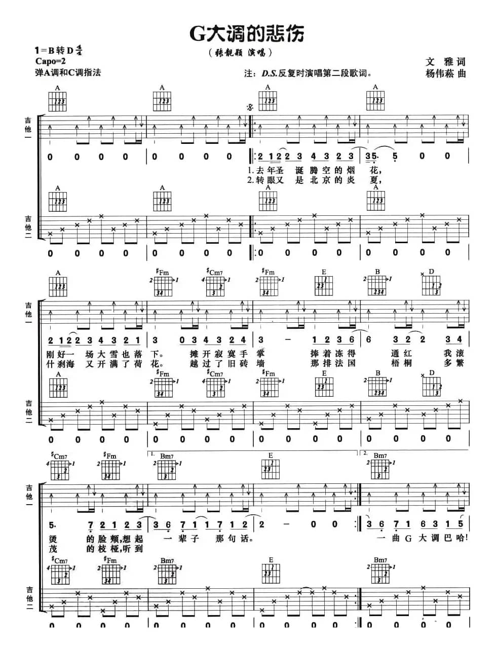 G大调的悲伤（双吉他）
