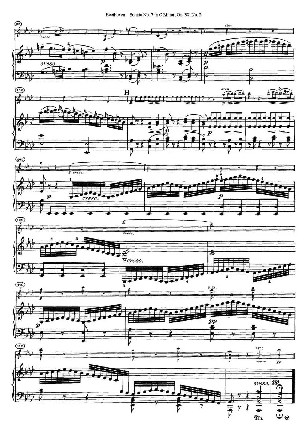 Violin Sonata No.7 in C Minor Op.30 No.2（小提琴+钢琴伴奏）