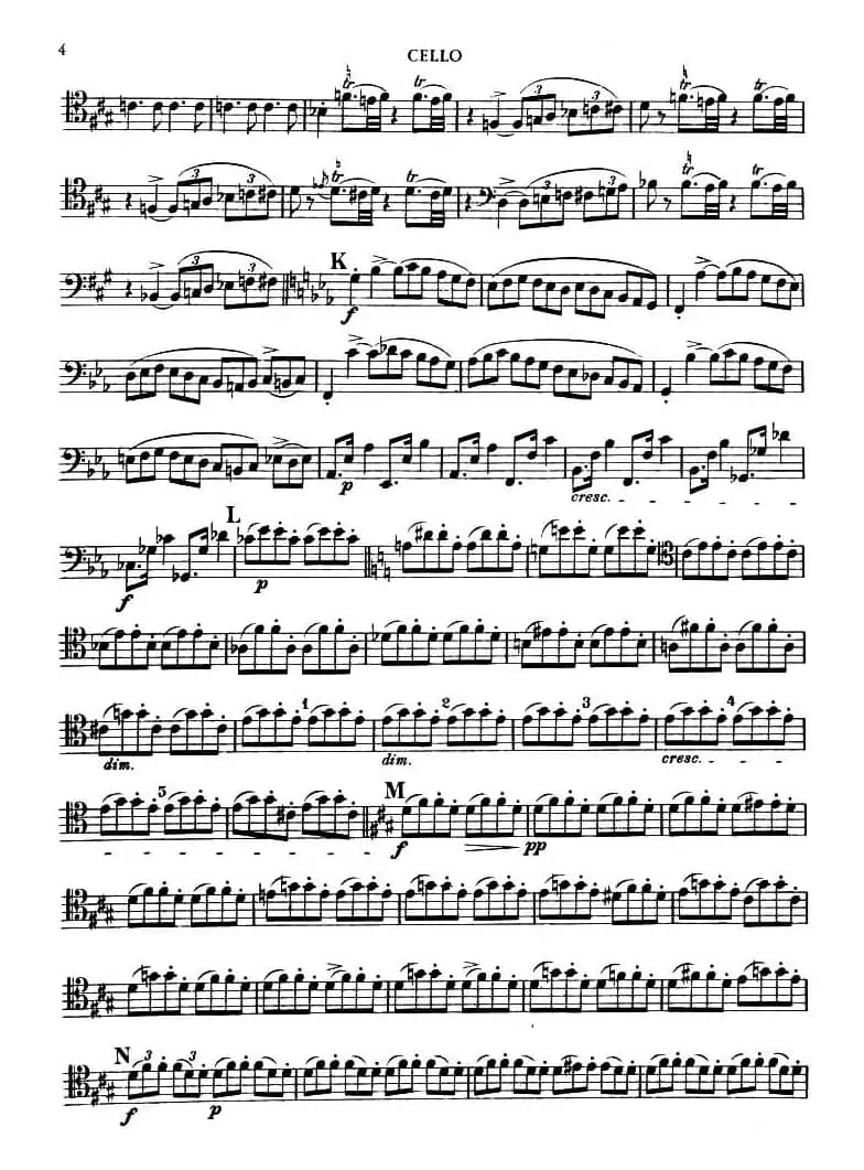 TROUT QUINTET（鳟鱼五重奏）（第一大提琴分谱）