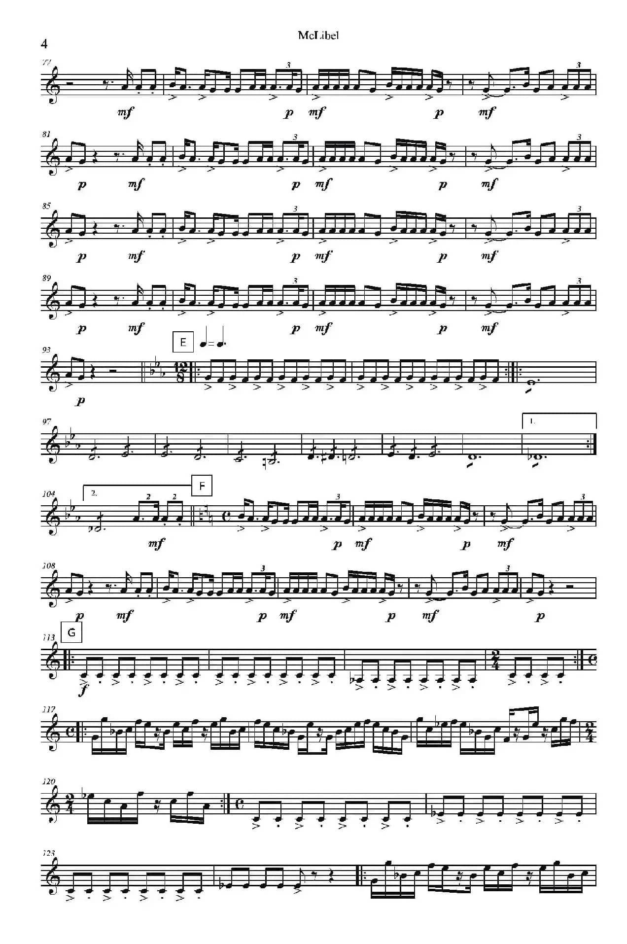 Mclibel（五重奏小提琴分谱）