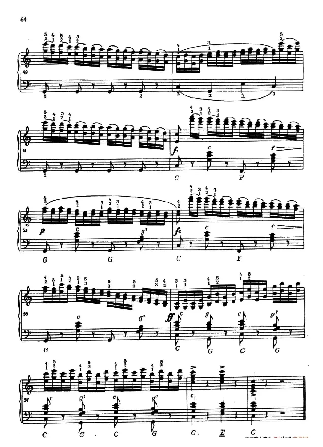 《车尔尼手风琴练习曲集》第Ⅳ册（第12首）