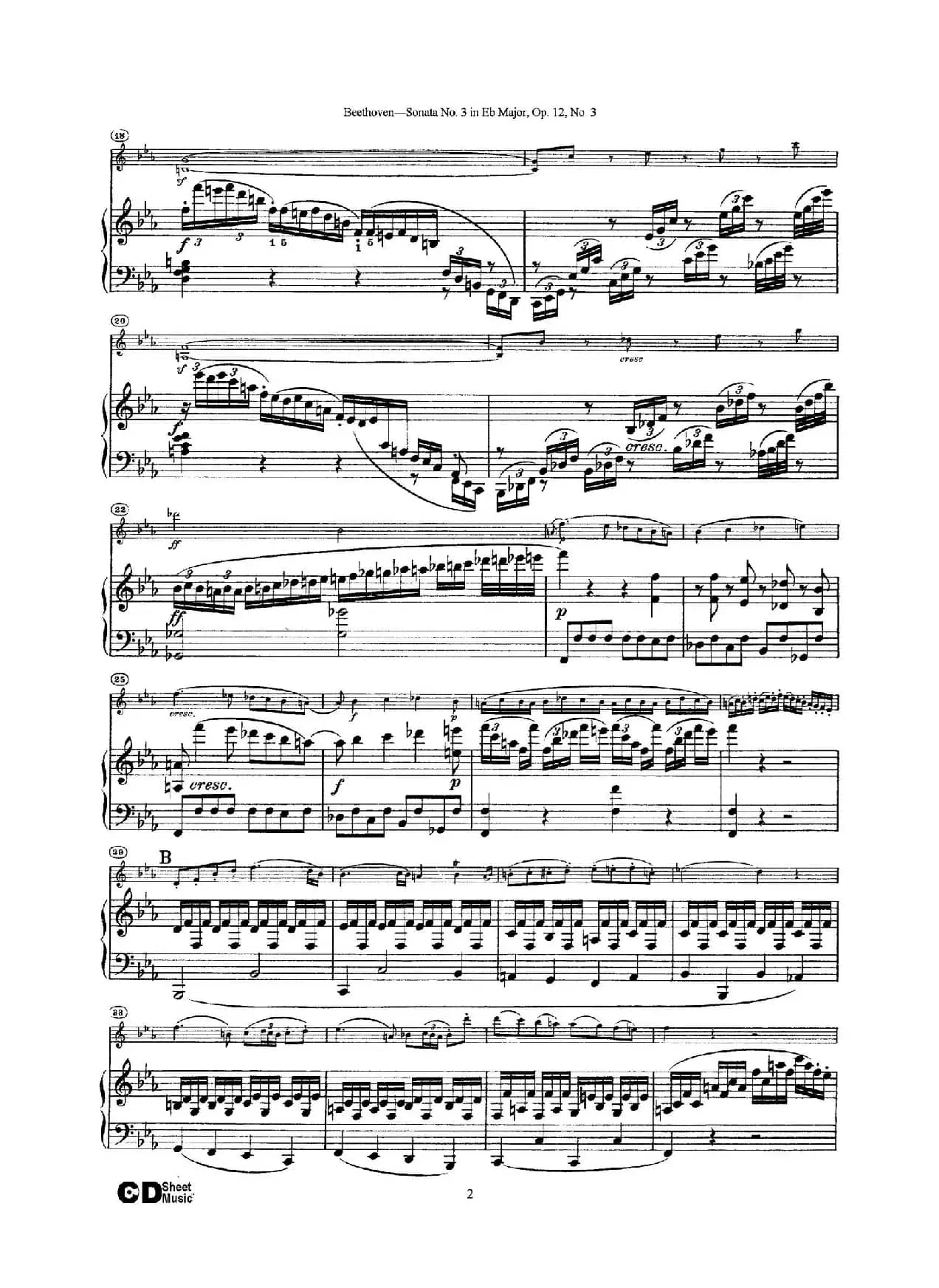 降E大调第三小提琴奏鸣曲（Sonata No.3 in Eb Major Op.12,No.3）（小提琴+钢琴伴奏）