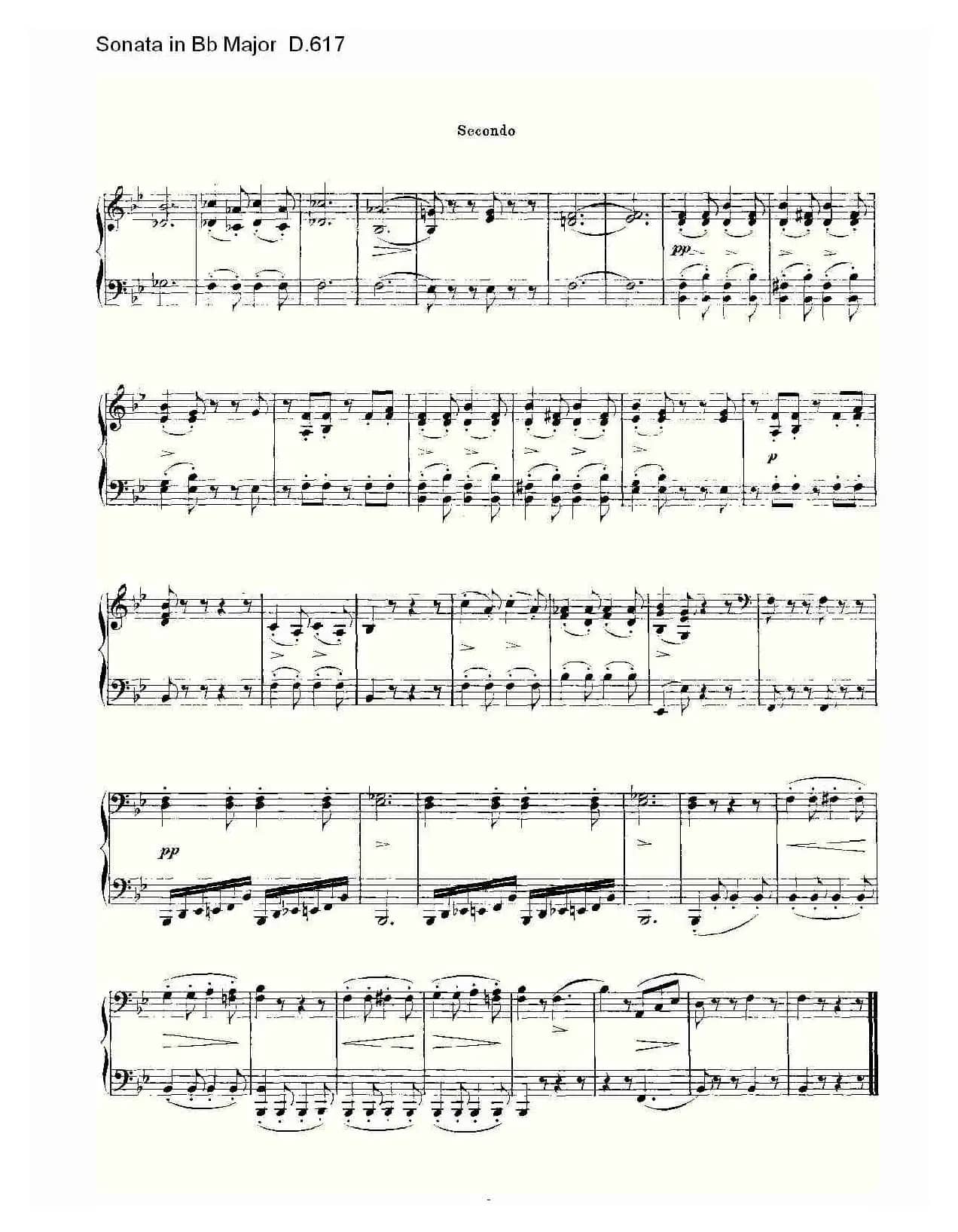 Sonata in Bb Major D.617(Bb大调奏鸣曲 D.617)