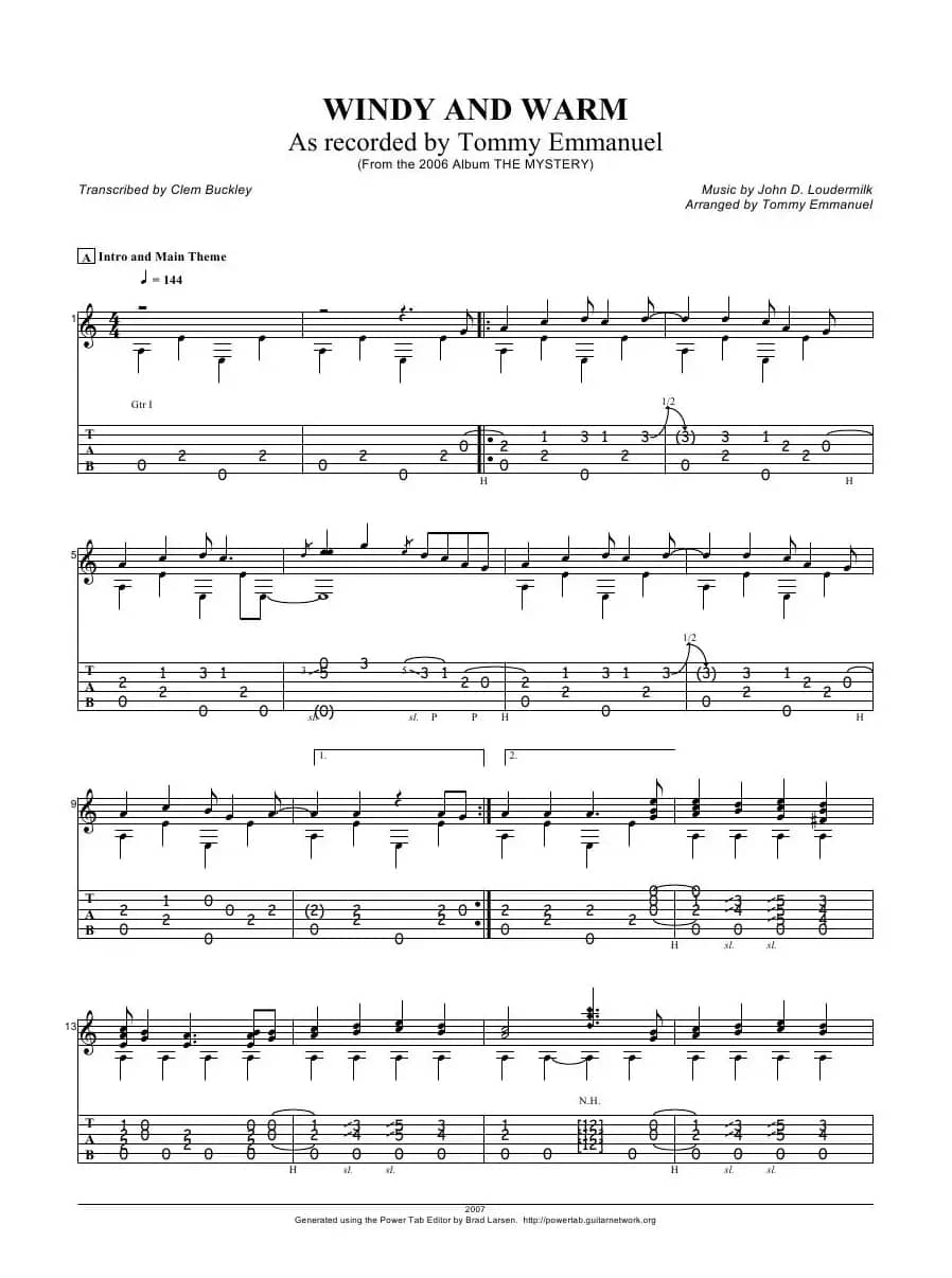 tommy emmanuel：windy and warm（指弹吉它）