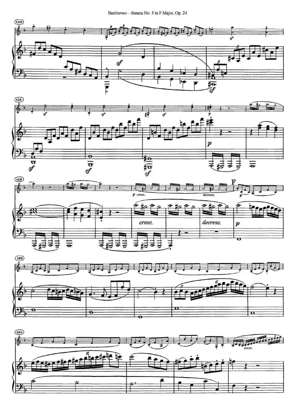 Violin Sonata No.5 in F Major Op.24（小提琴+钢琴伴奏）