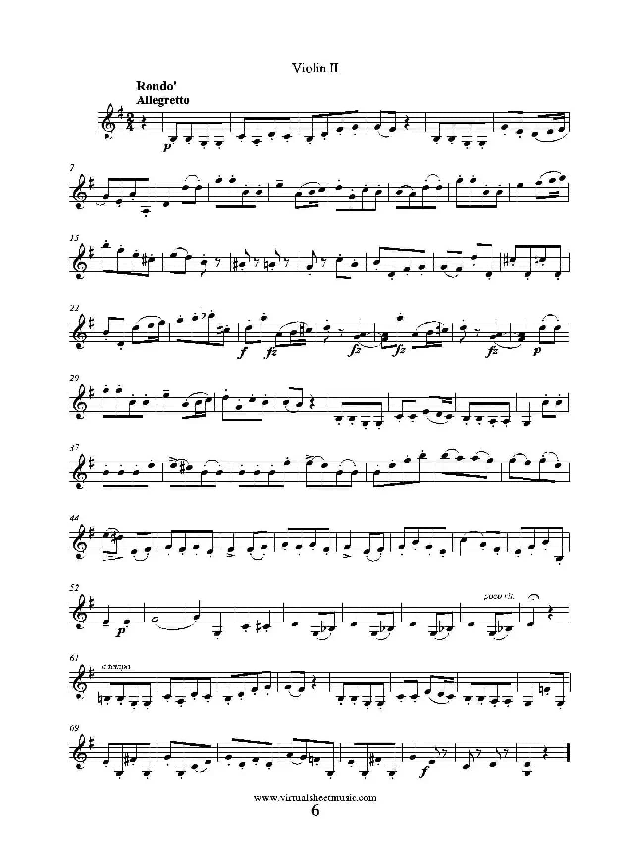 6 Small Duets（六部小合唱）Op.38 Violin II（第二小提琴分谱）