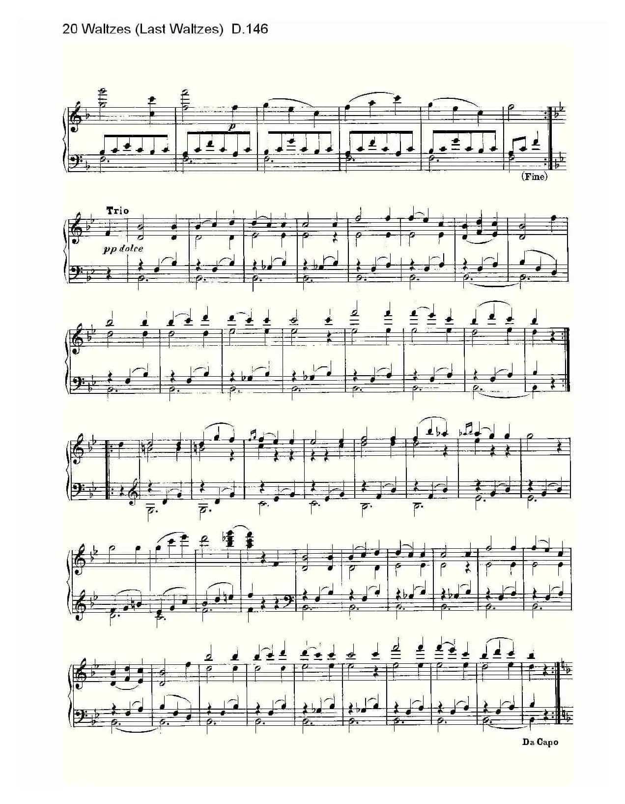 20 Waltzes（Last Waltzes) D.14）