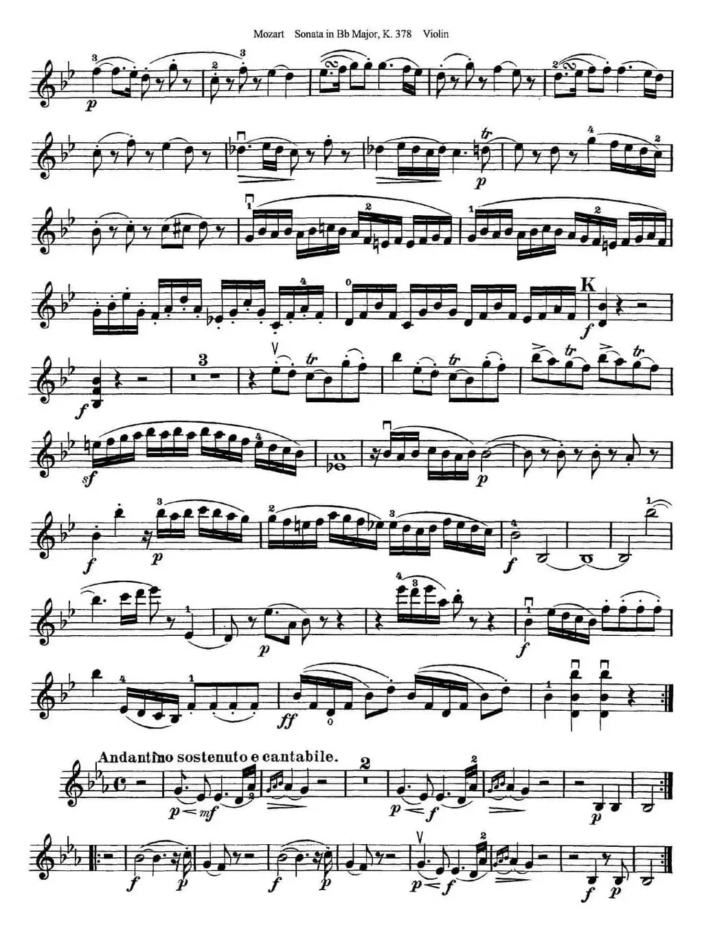 Violin Sonata in Bb Major K.378