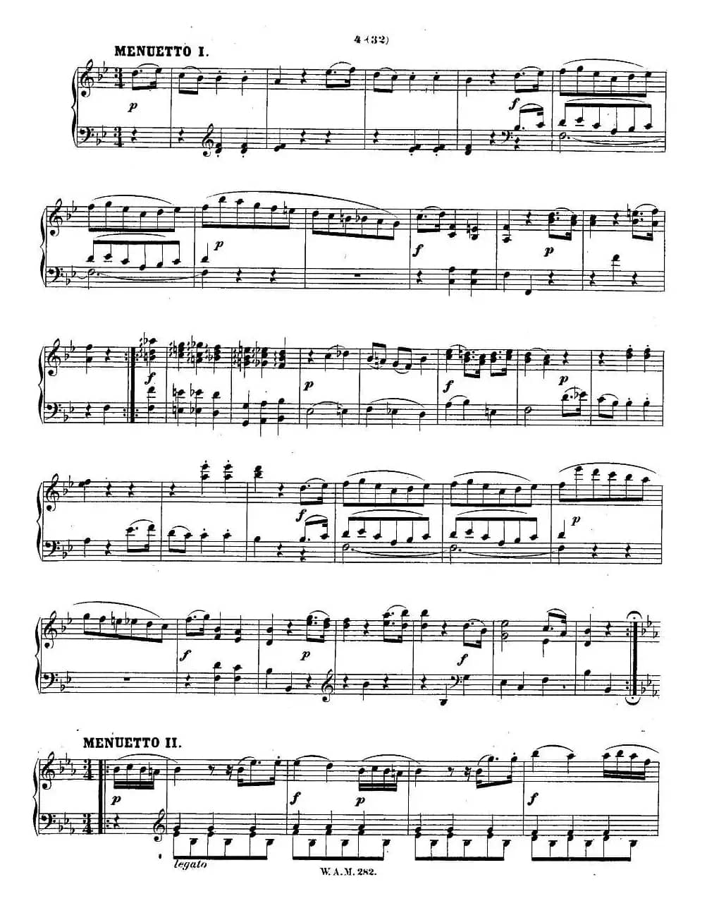 降E大调第四钢琴奏鸣曲 KV.282