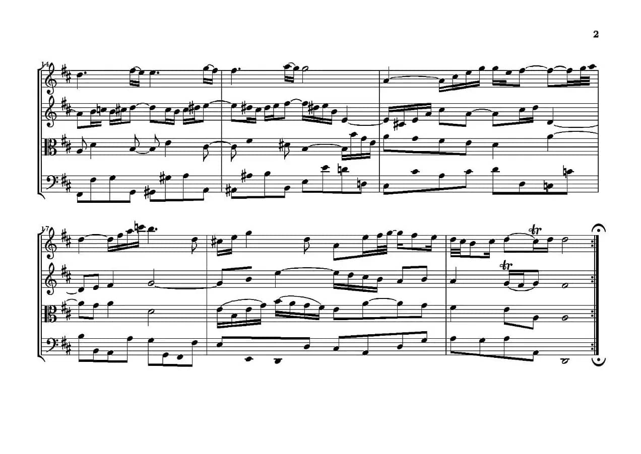 Air（From orchestral suite number 3 BWV1068）（弦乐四重奏）