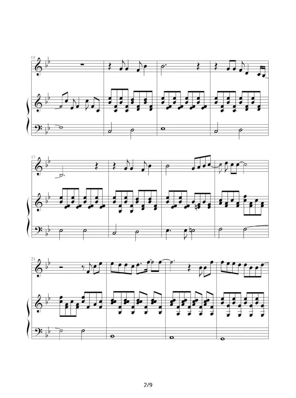 流泪手心（钢琴伴奏谱）