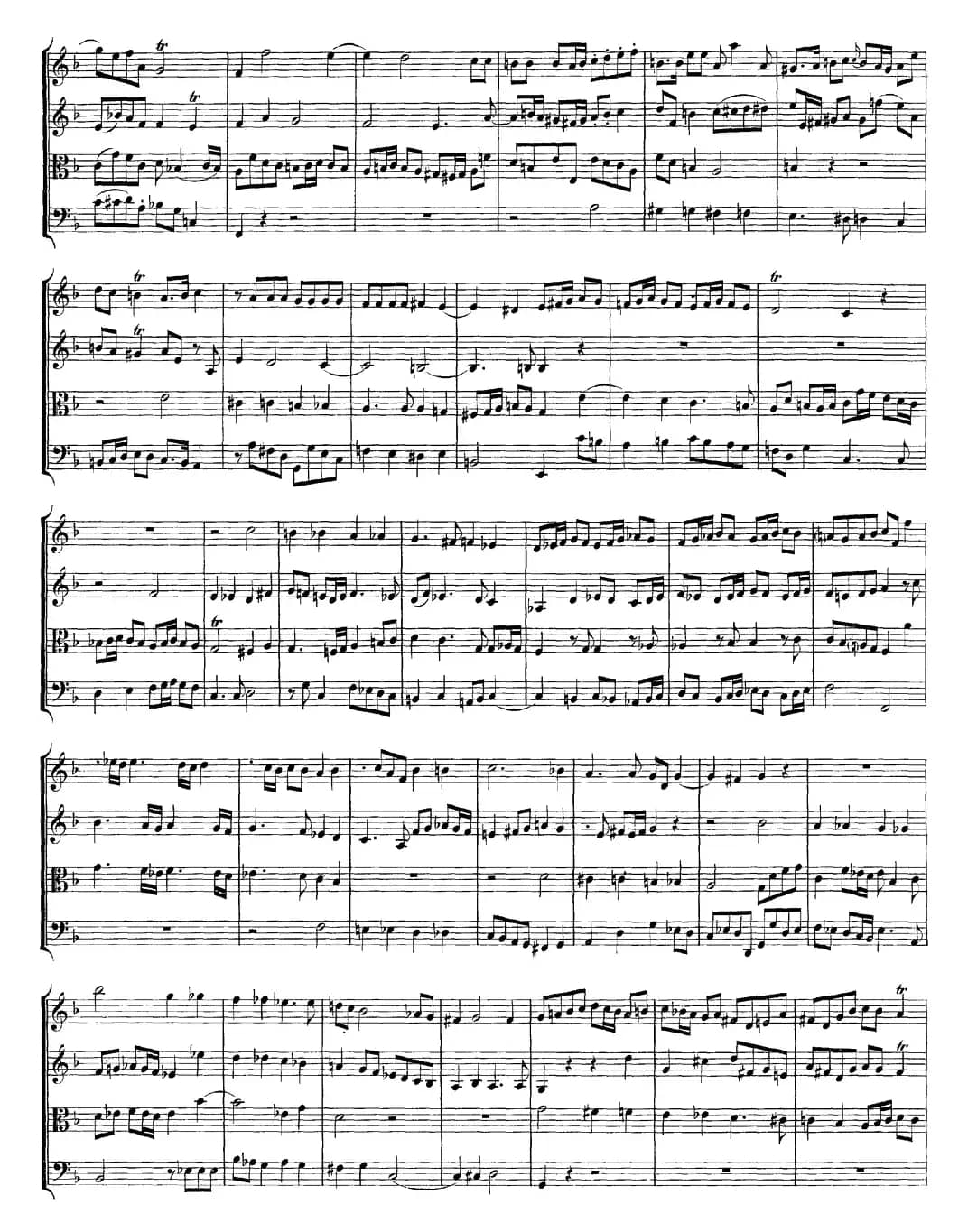 Mozart《Quartet No.13 in D Minor,K.173》（总谱）