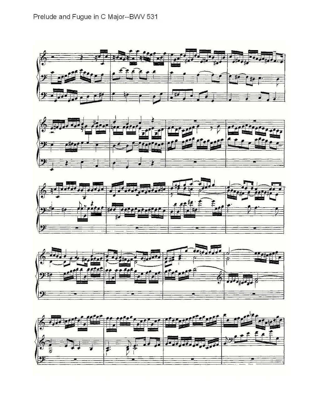  Prelude and Fugue in C Major--BWV 531 （管风琴谱）