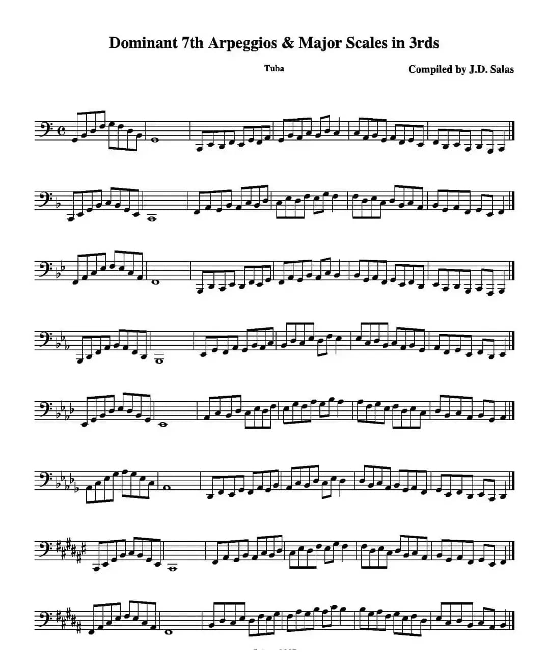 Dom. 7th Arp. & Major Scales in 3rds - Tuba（大号练习教材选曲）