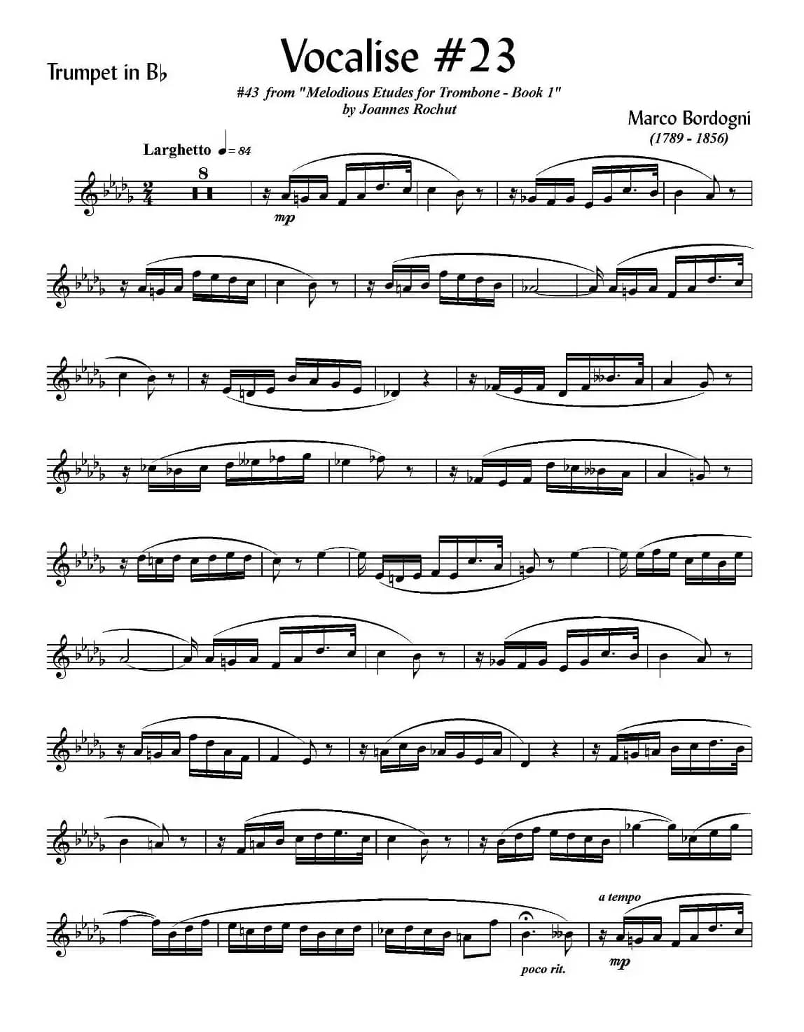 Bordogni - Vocalise #23（小号）