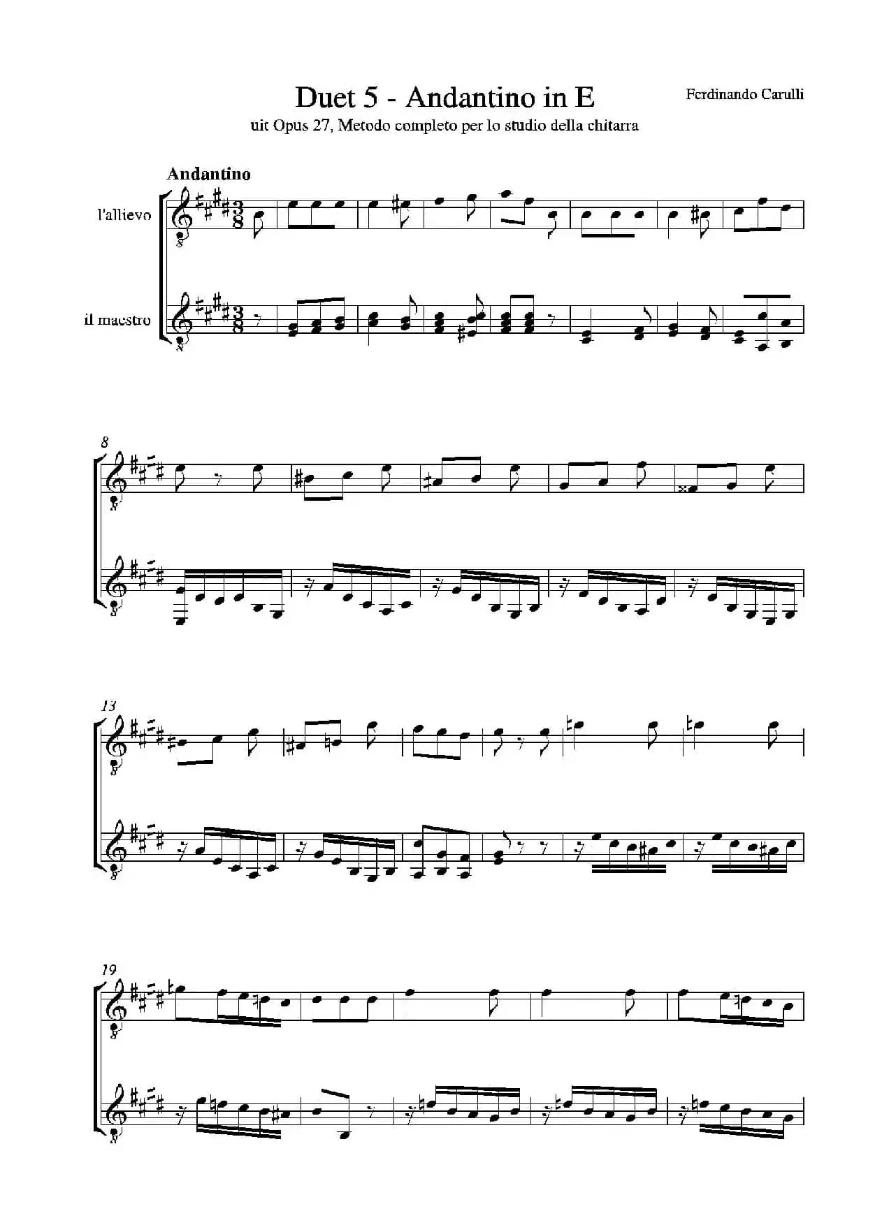 Metodo Completo Op.27-3（古典吉他二重奏练习·5）