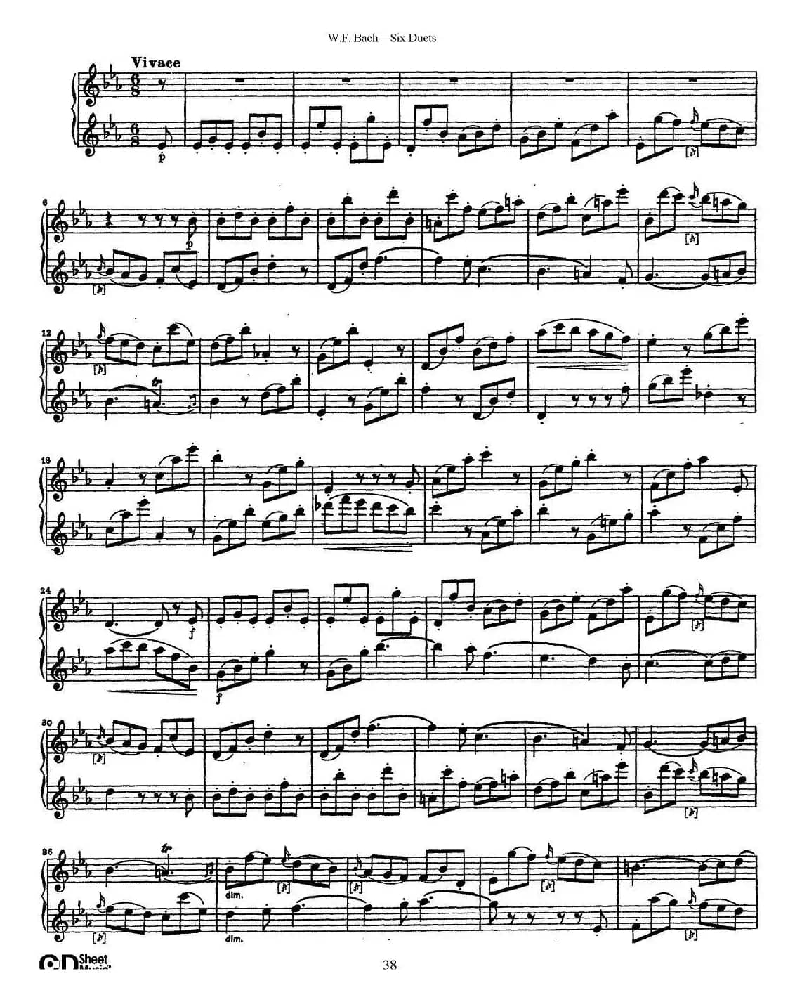 W.F.巴赫—六首二重奏练习曲（5）