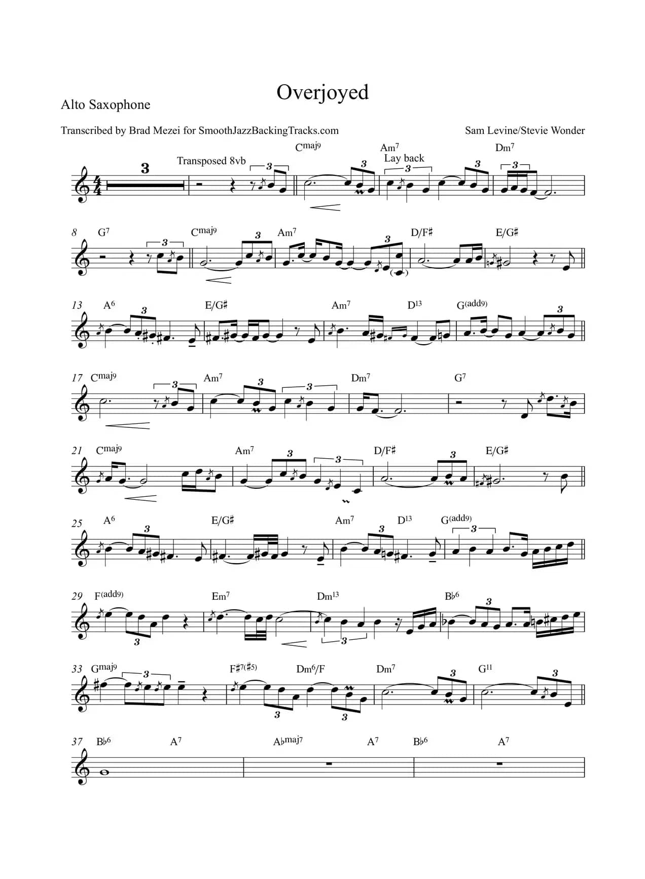 Overjoyed（中音萨克斯）