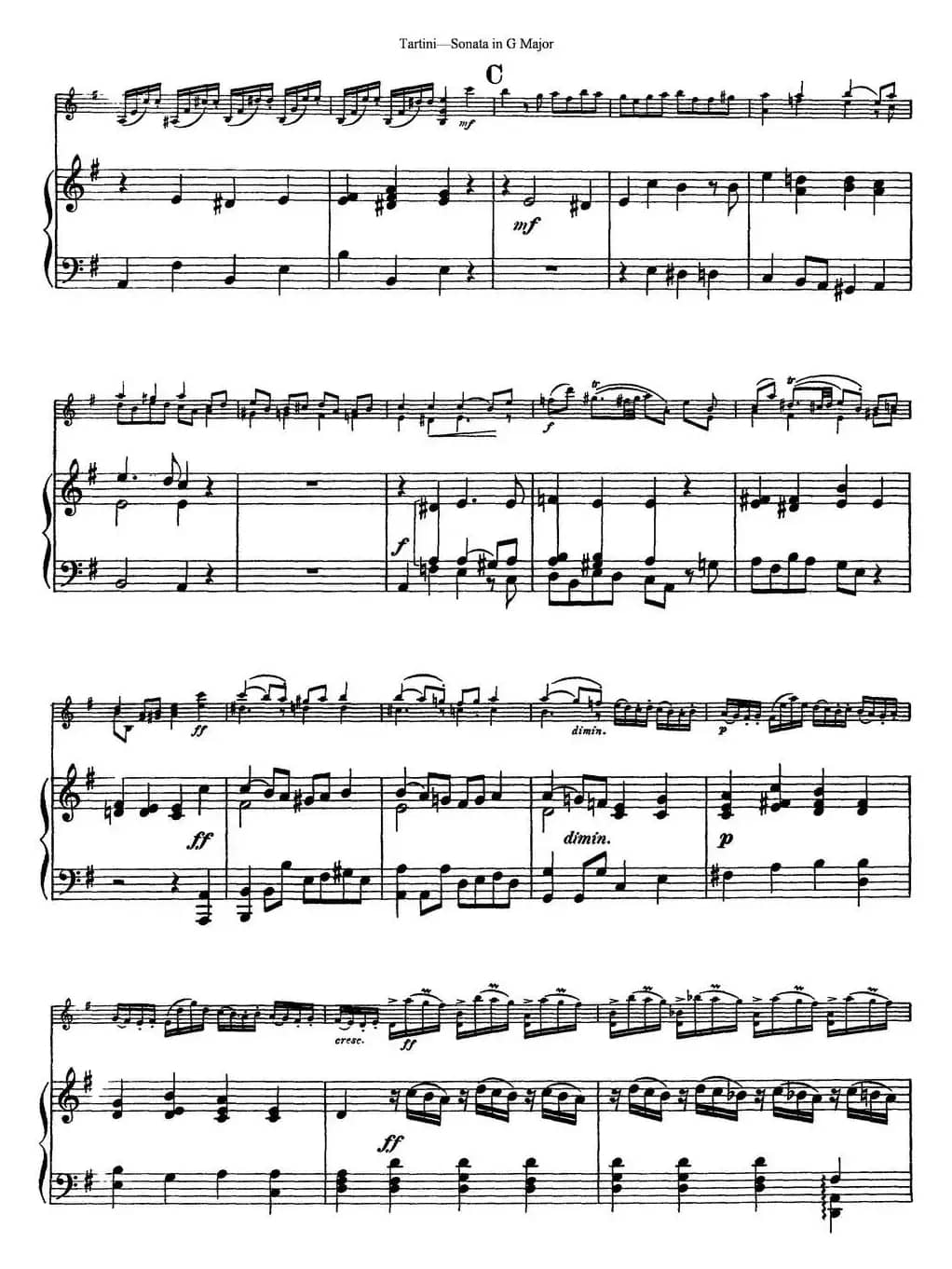 Violin Sonata in G Major（小提琴+钢琴伴奏）