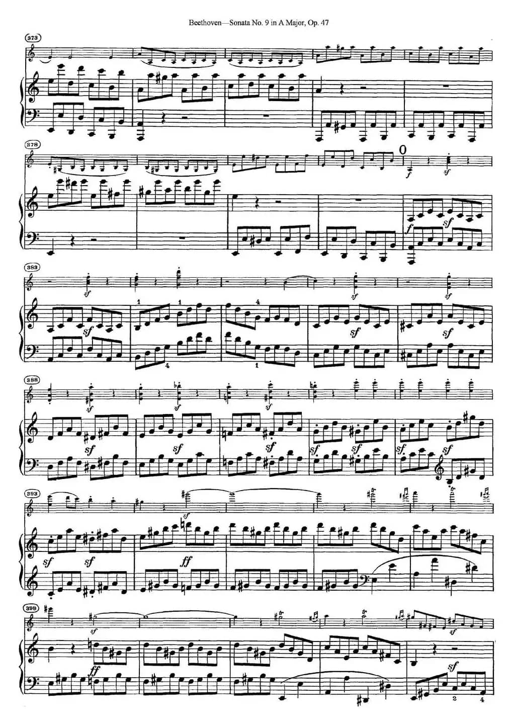 Violin Sonata No.9 in A Major Op.47（小提琴+钢琴伴奏）