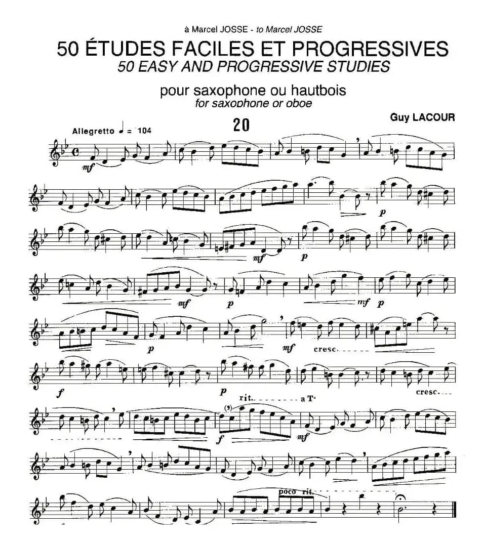 Guy Lacour 50 首萨克斯练习曲之20