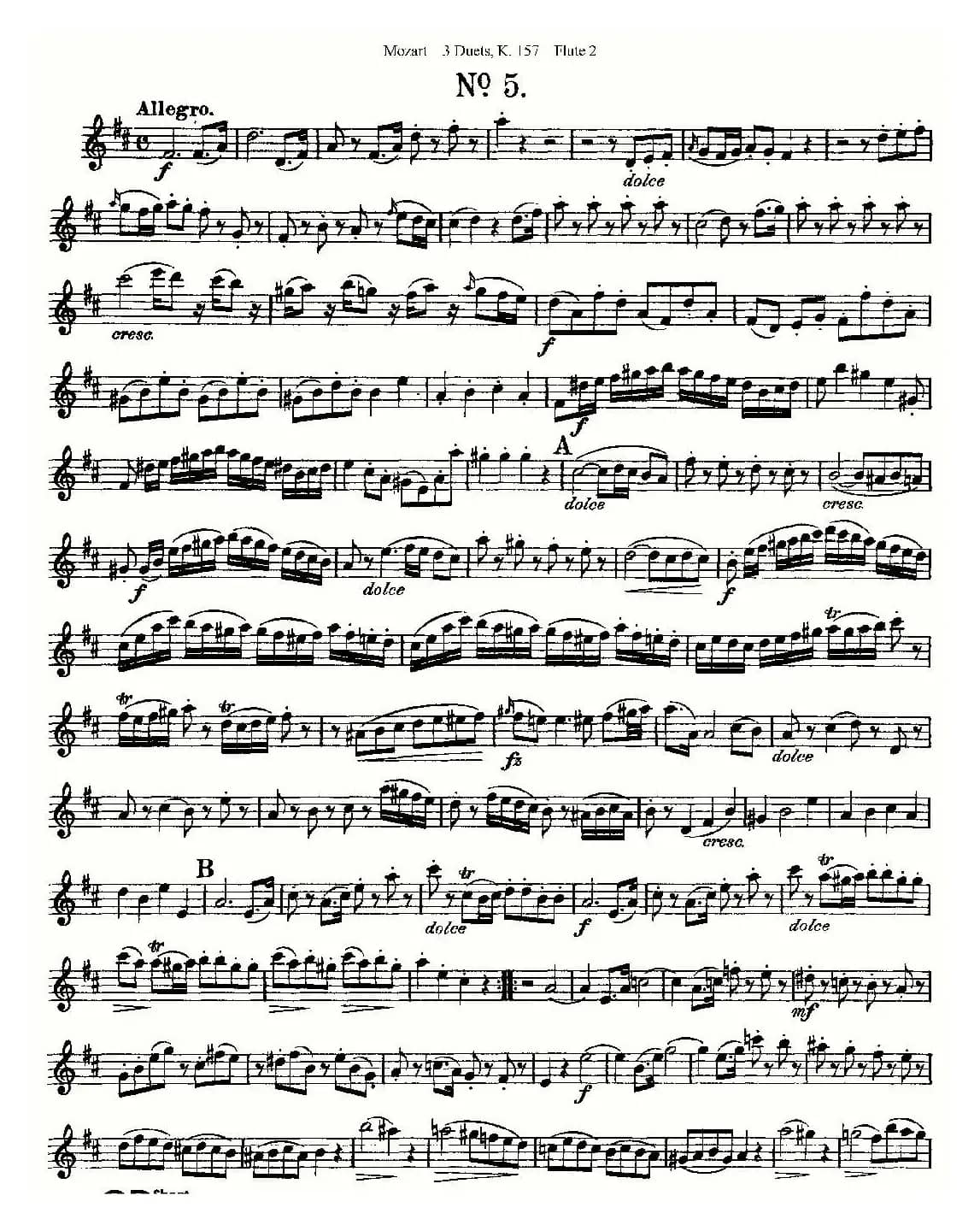 3 Duets K.157 之第二长笛（二重奏三首 K157号）