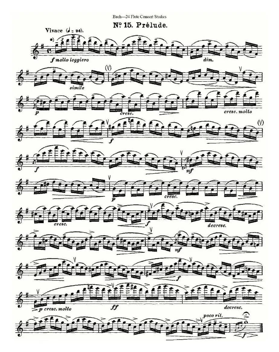 Bach-24 Flutc Concert Studies 之11—15（巴赫—24首长笛音乐会练习曲）