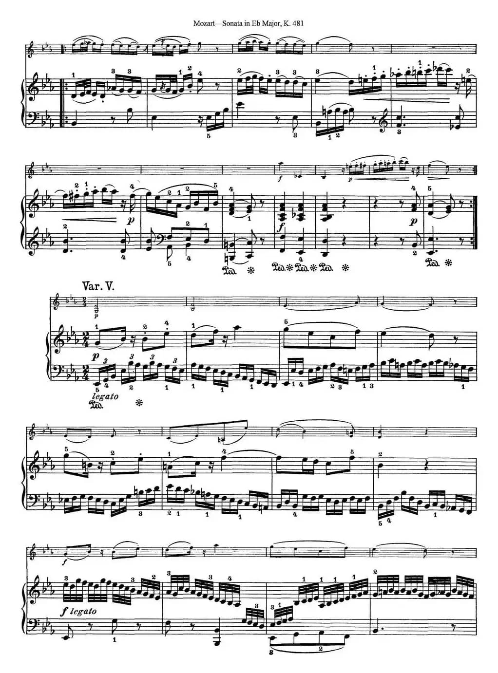 Violin Sonata in Eb Major K.481（小提琴+钢琴伴奏）