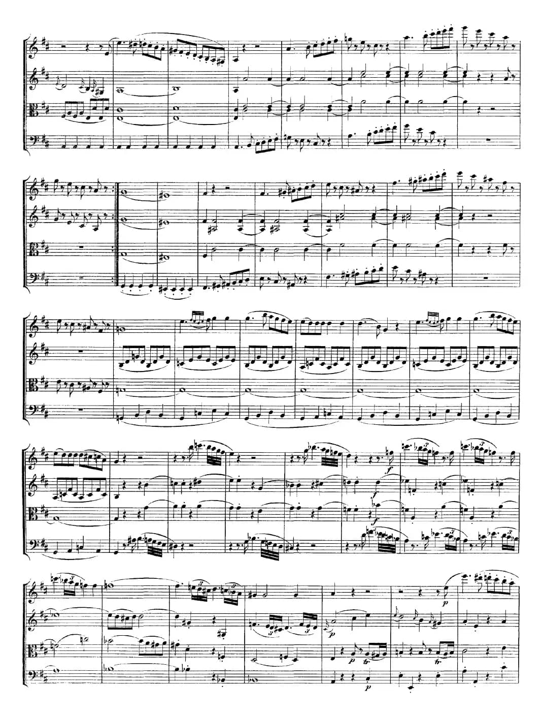 Mozart《Quartet No.21 in D Major,K.575》（总谱）