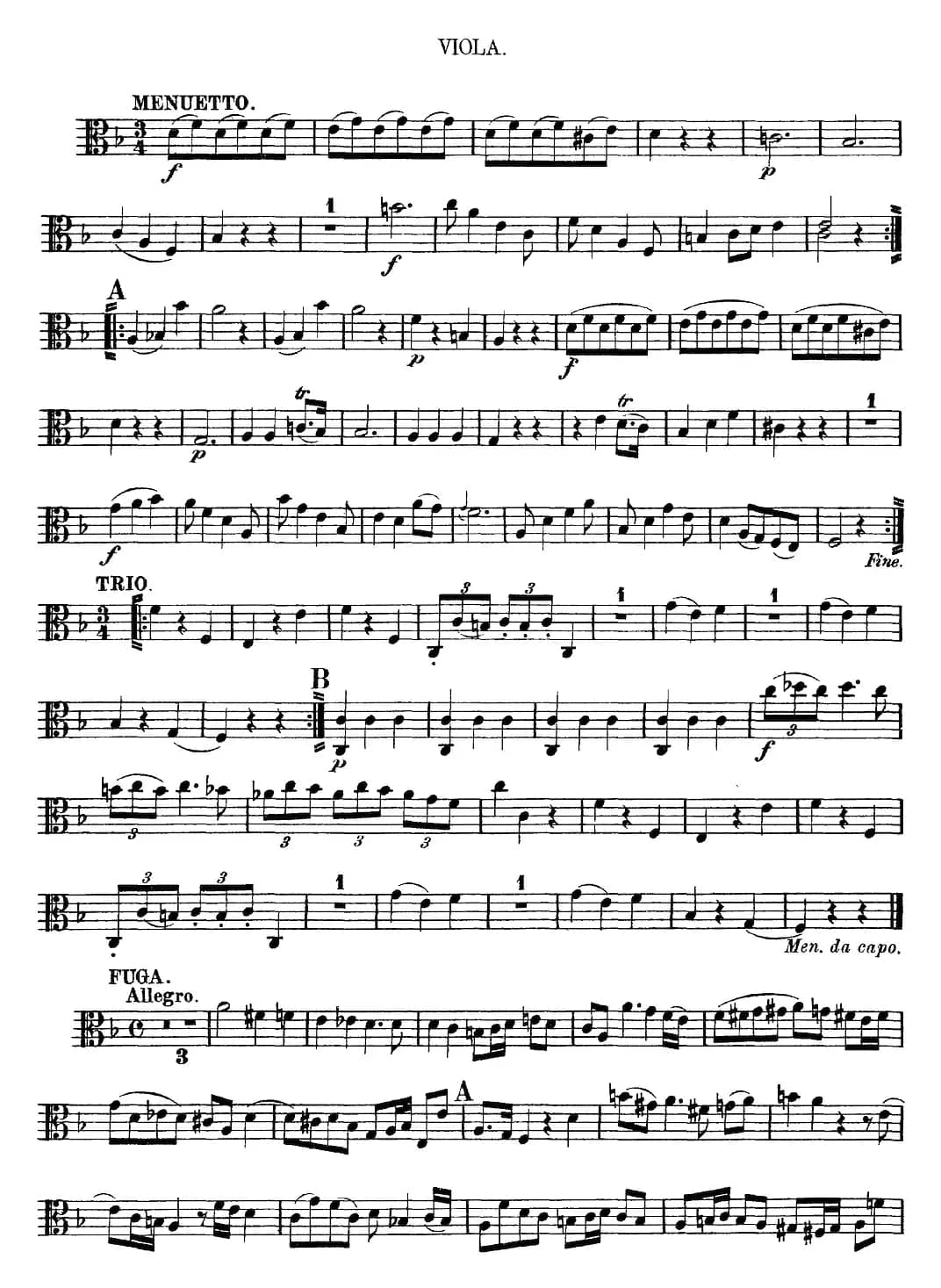 Mozart《Quartet No.13 in D Minor,K.173》（Viola分谱）