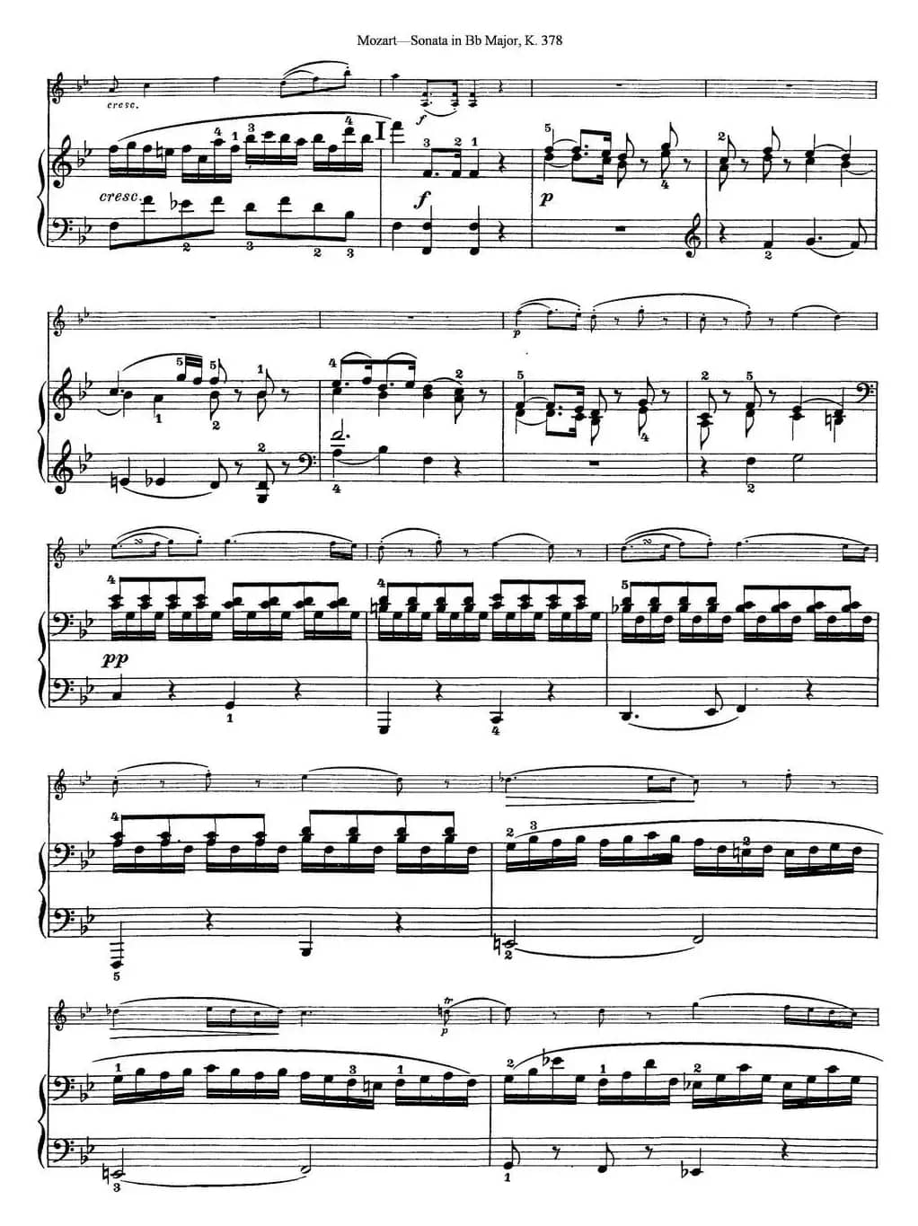 Violin Sonata in Bb Major K.378（小提琴+钢琴伴奏）