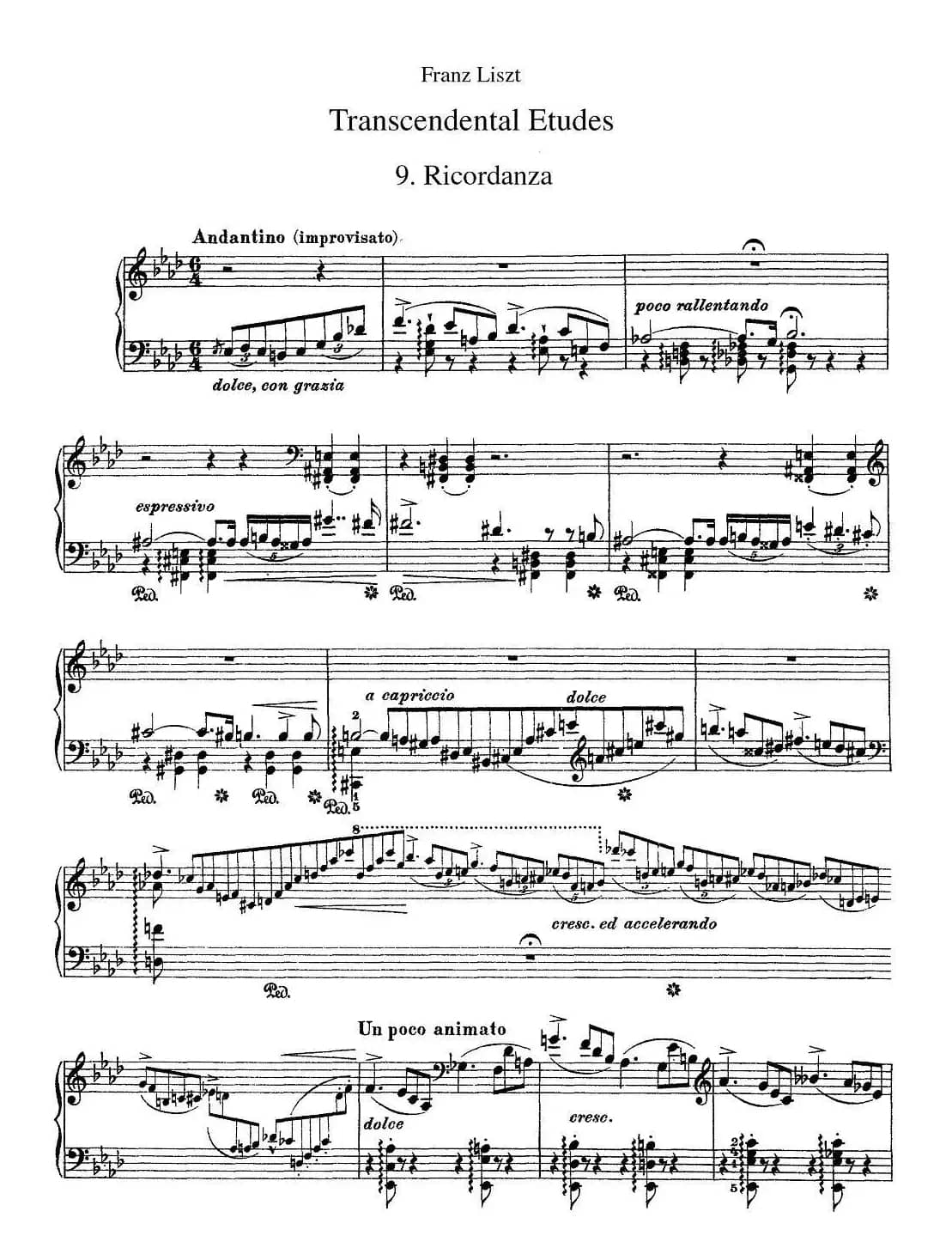 12首超级技巧练习曲：Ricordanza（回忆）