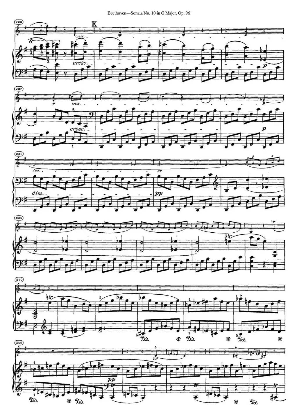 Violin Sonata No.10 in G Major Op.96（小提琴+钢琴伴奏）