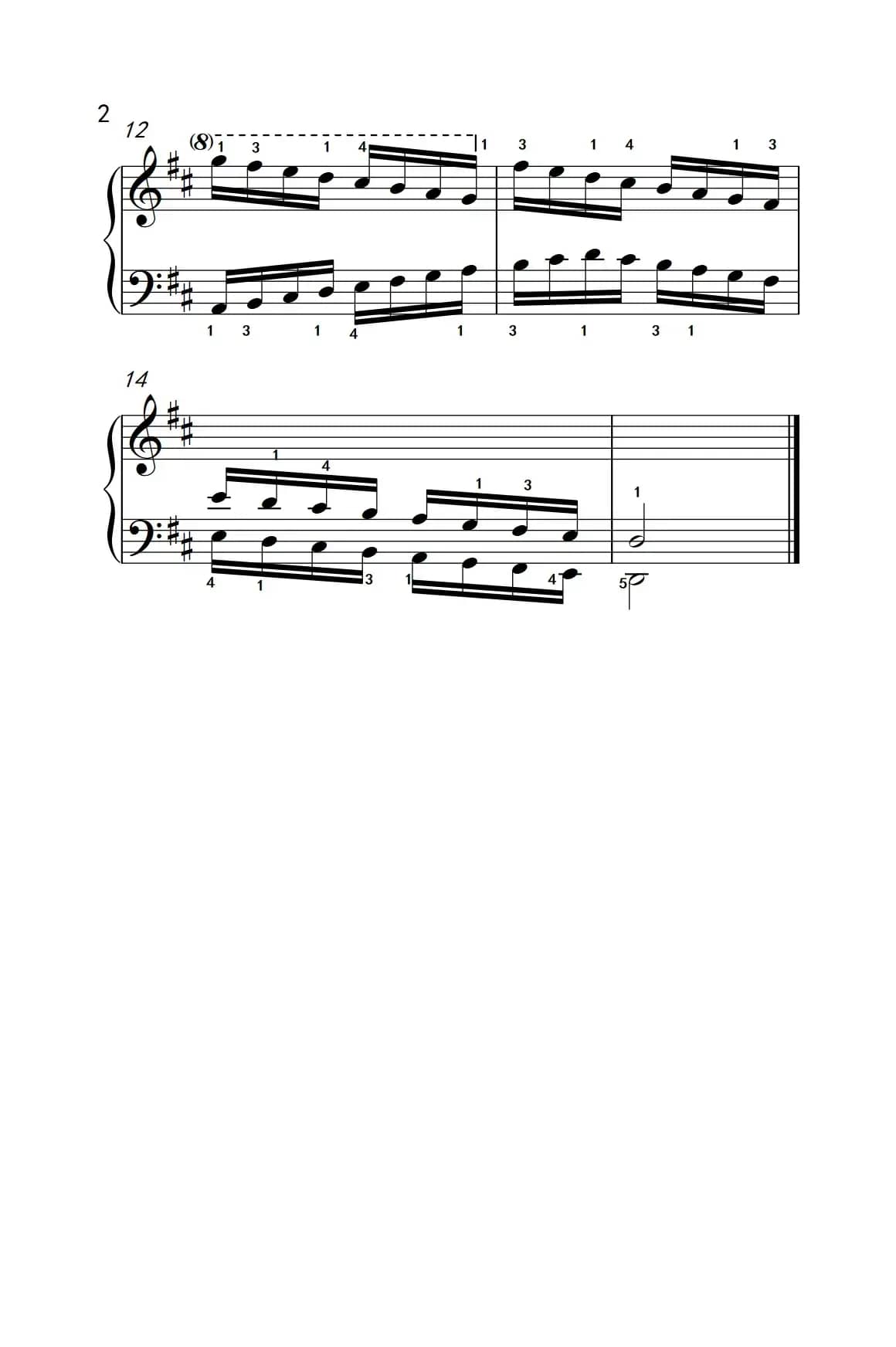 D大调音阶（反向四个八度）（儿童钢琴练习曲）